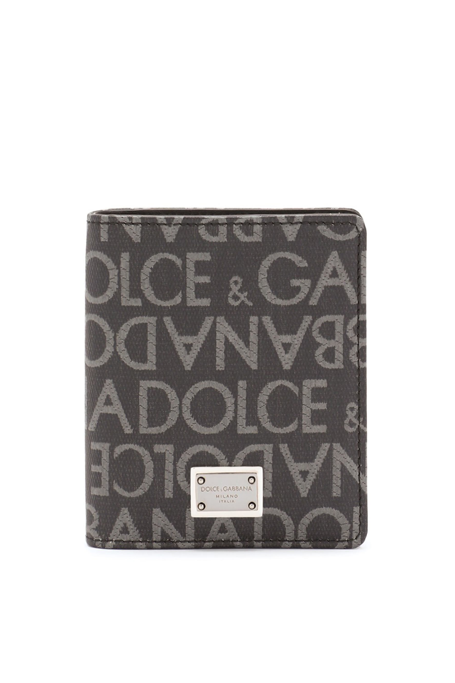 حافظة بطاقات ثنائية الطي قماش جاكار مطلي