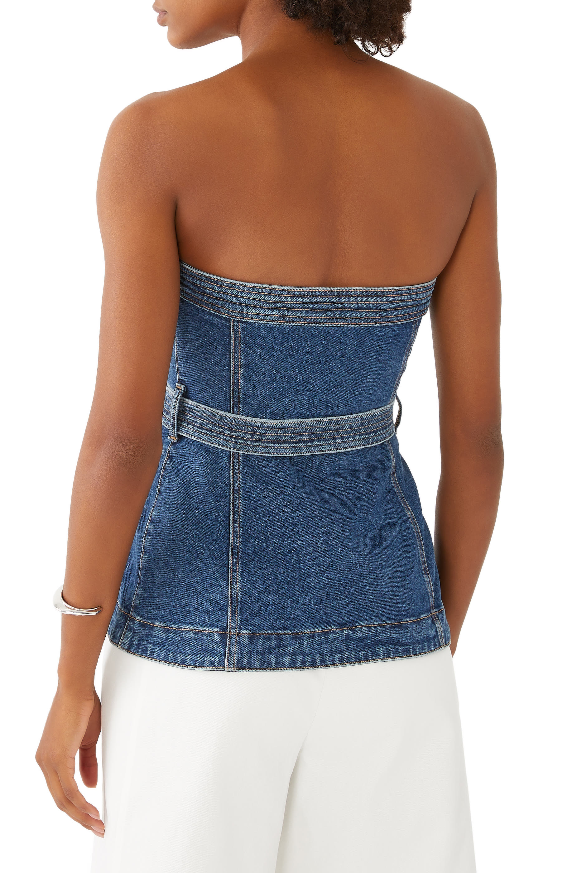 بلوزة سيان بحزام وتصميم صدرية