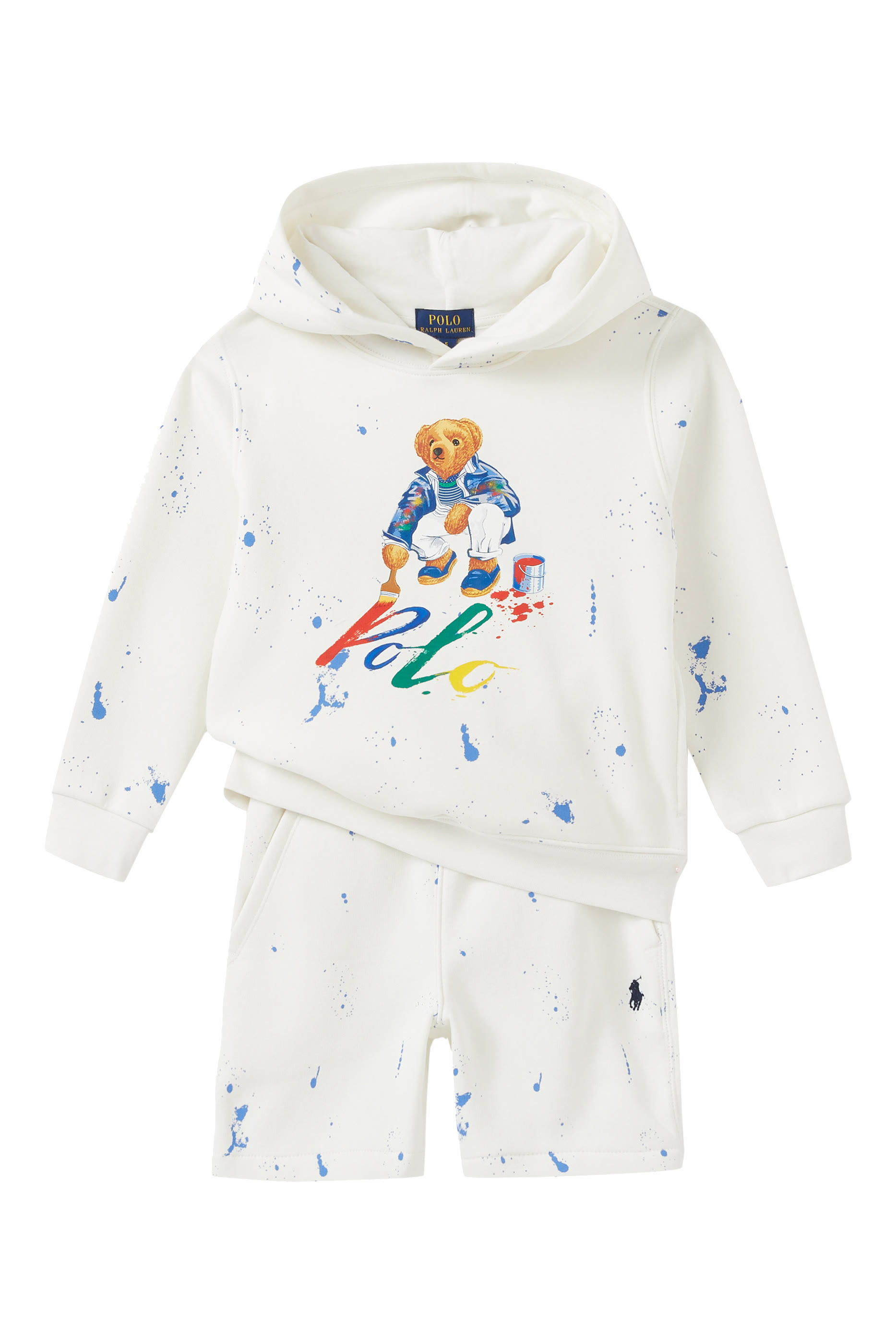 شورت رياضي للأطفال بطبعة طلاء متناثر