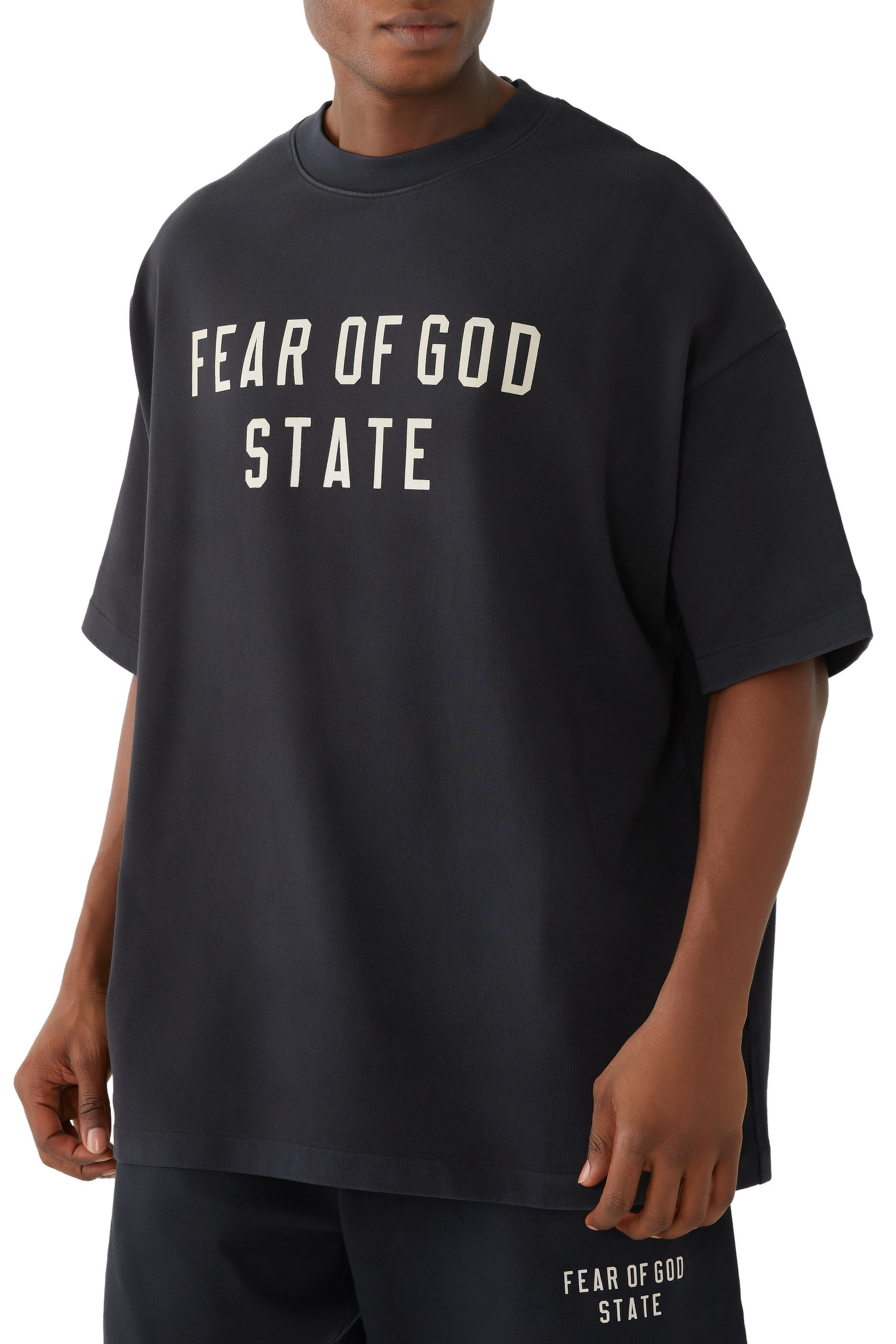 تيشيرت بياقة ضيقة قطن ثقيل