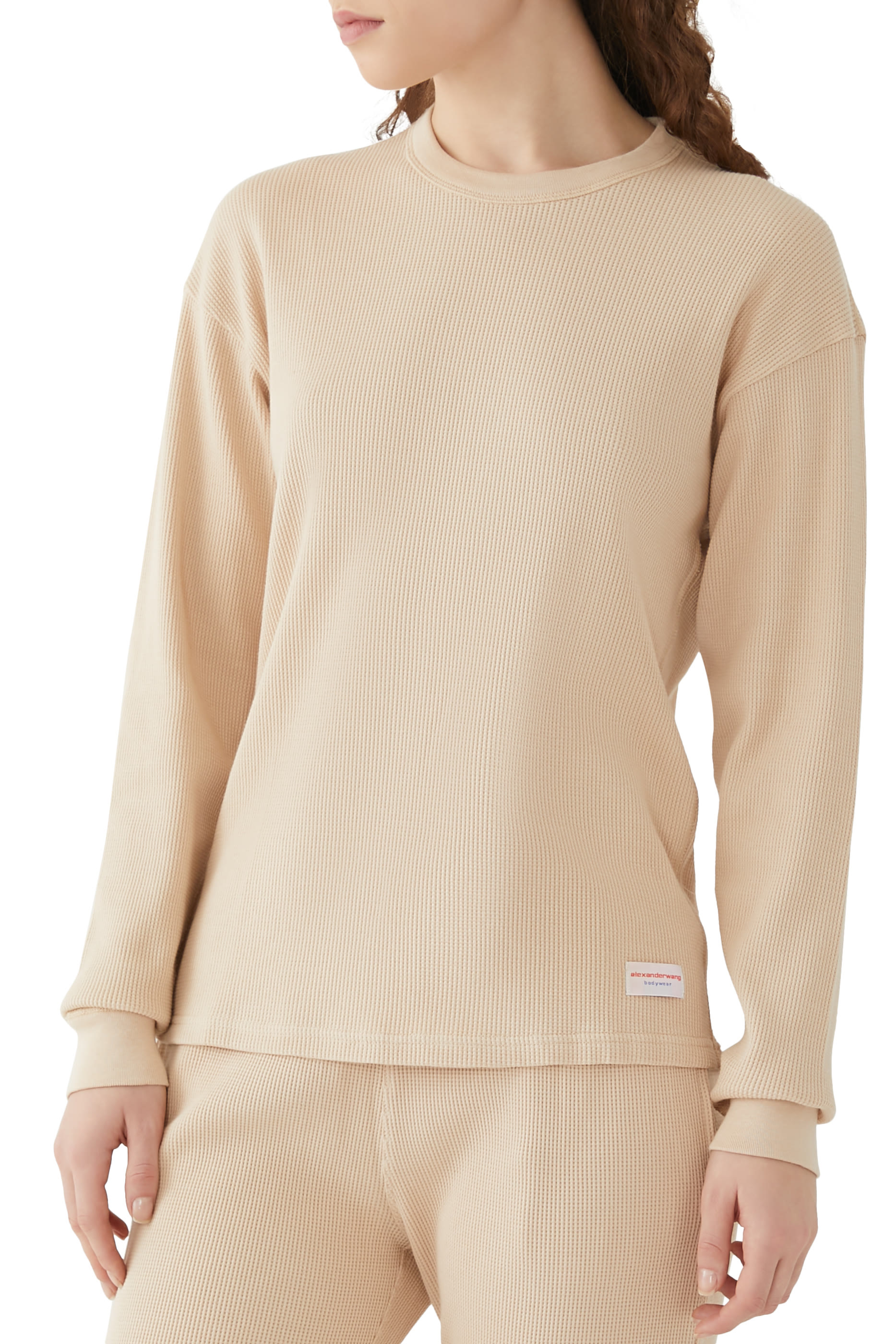 سويت شيرت بياقة ضيقة نسيج متشابك