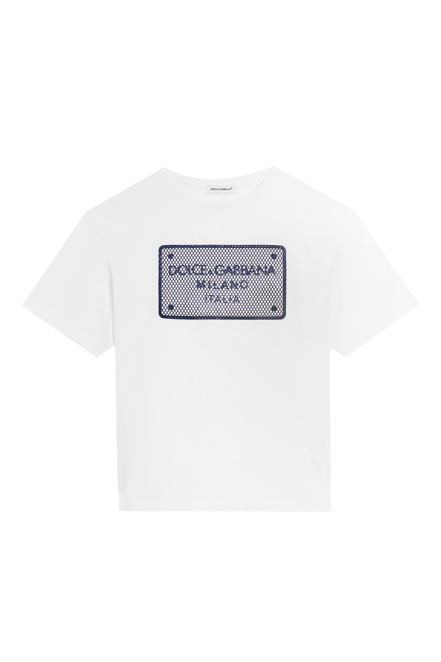 تيشيرت بياقة ضيقة بشعار الماركة للأطفال