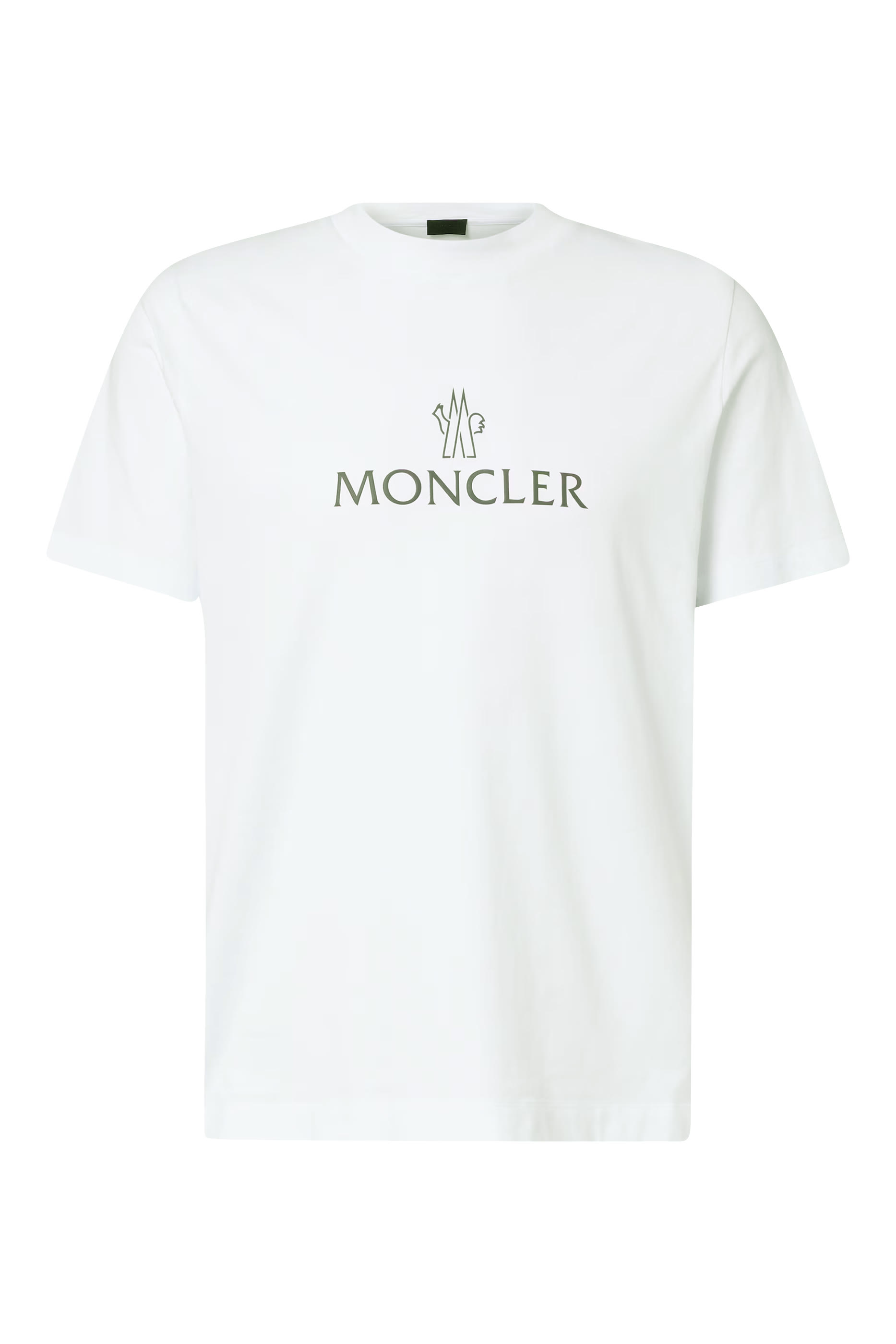 تيشيرت بياقة ضيقة ونقشة شعار الماركة