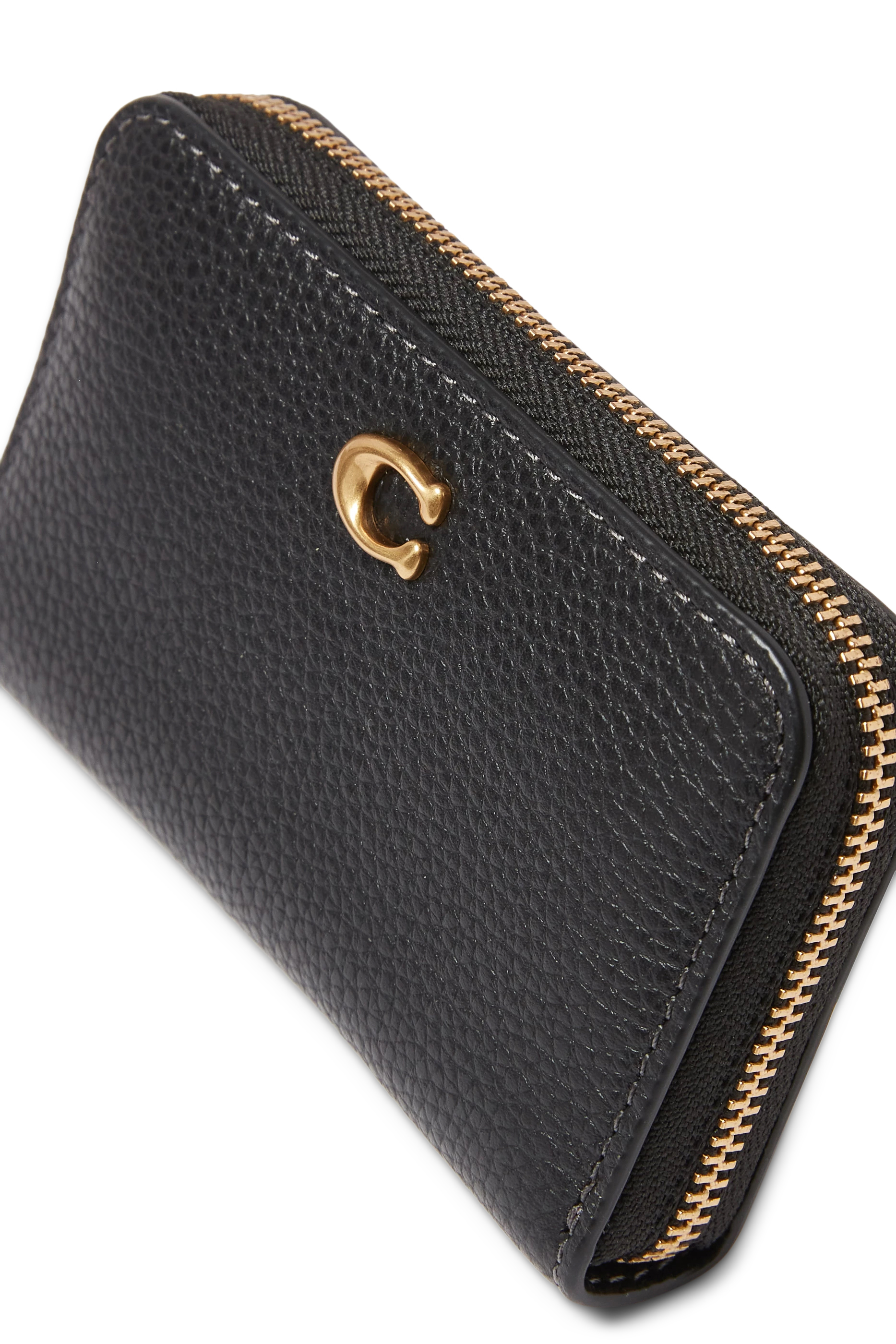 حافظة بطاقات جلد مصقول بارز الملمس