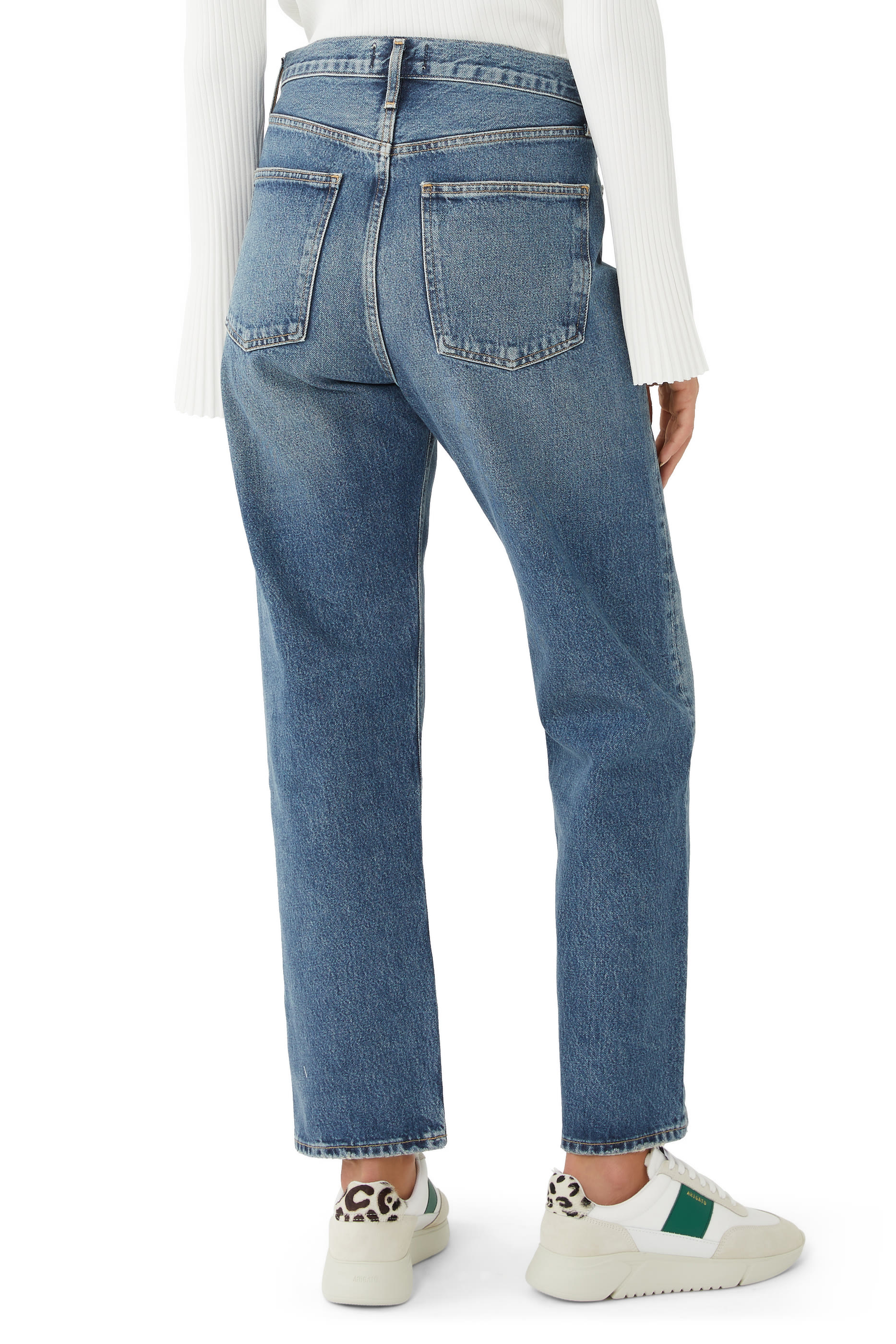 بنطال جينز 90 أس بقصة ساق  مستقيمة بخصر متوسط الارتفاع