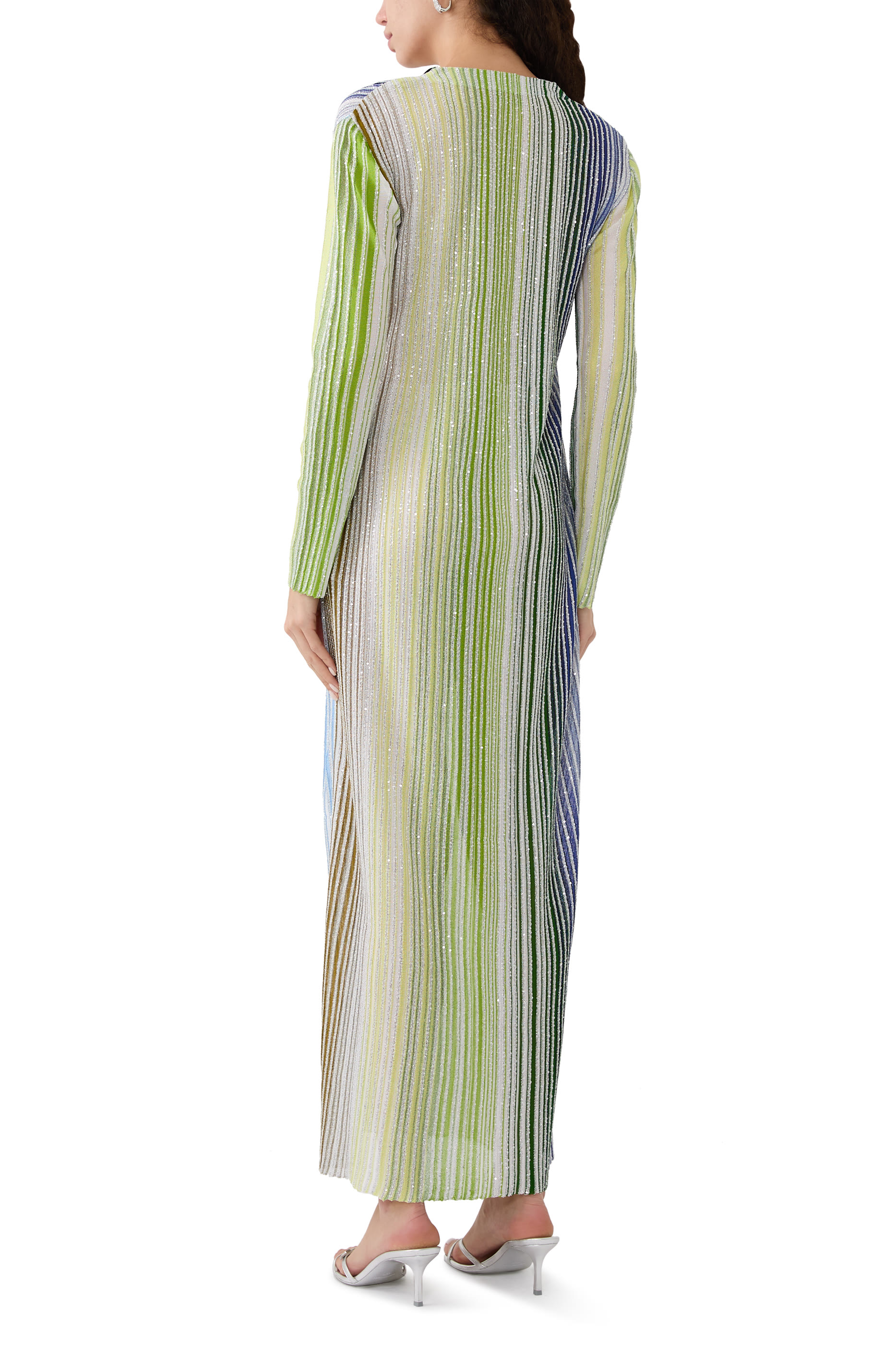 كارديغان طويل بأزرار نسيج مطرز جزئيا بالترتر