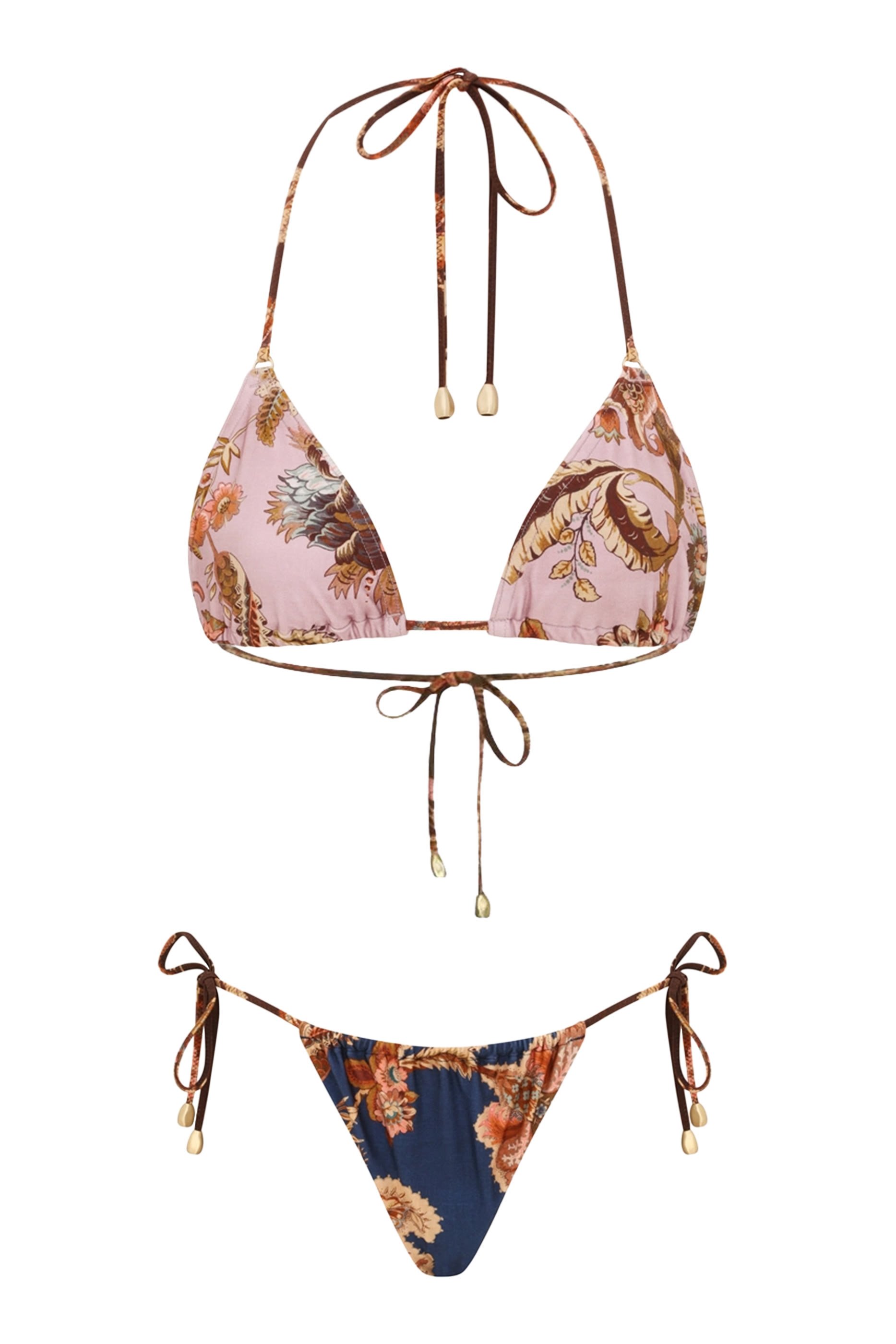 طقم بيكيني بايشنس بقوالب مثلثة ونقشة مقسمة