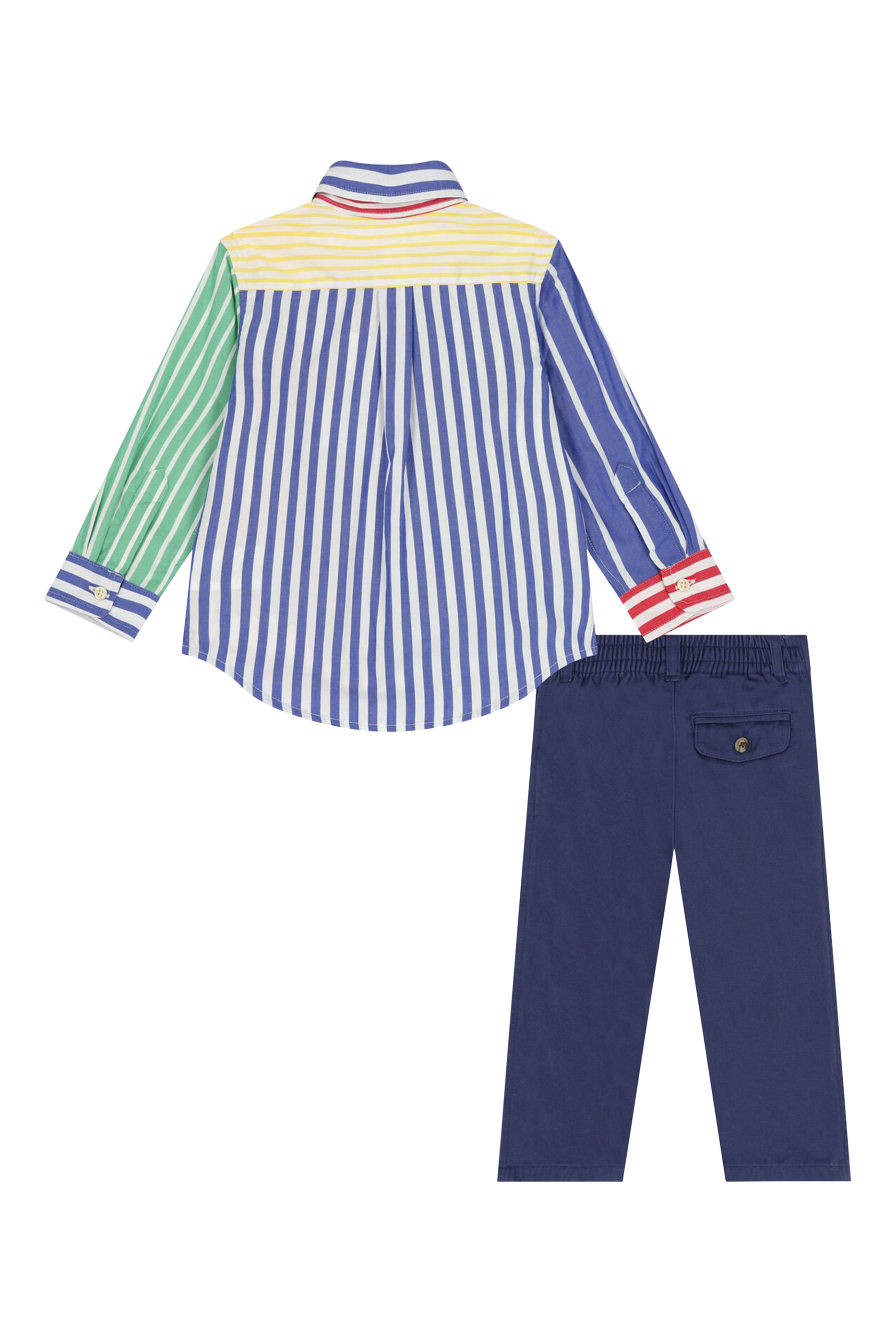 طقم قميص قطن وبنطال تشينو للأطفال