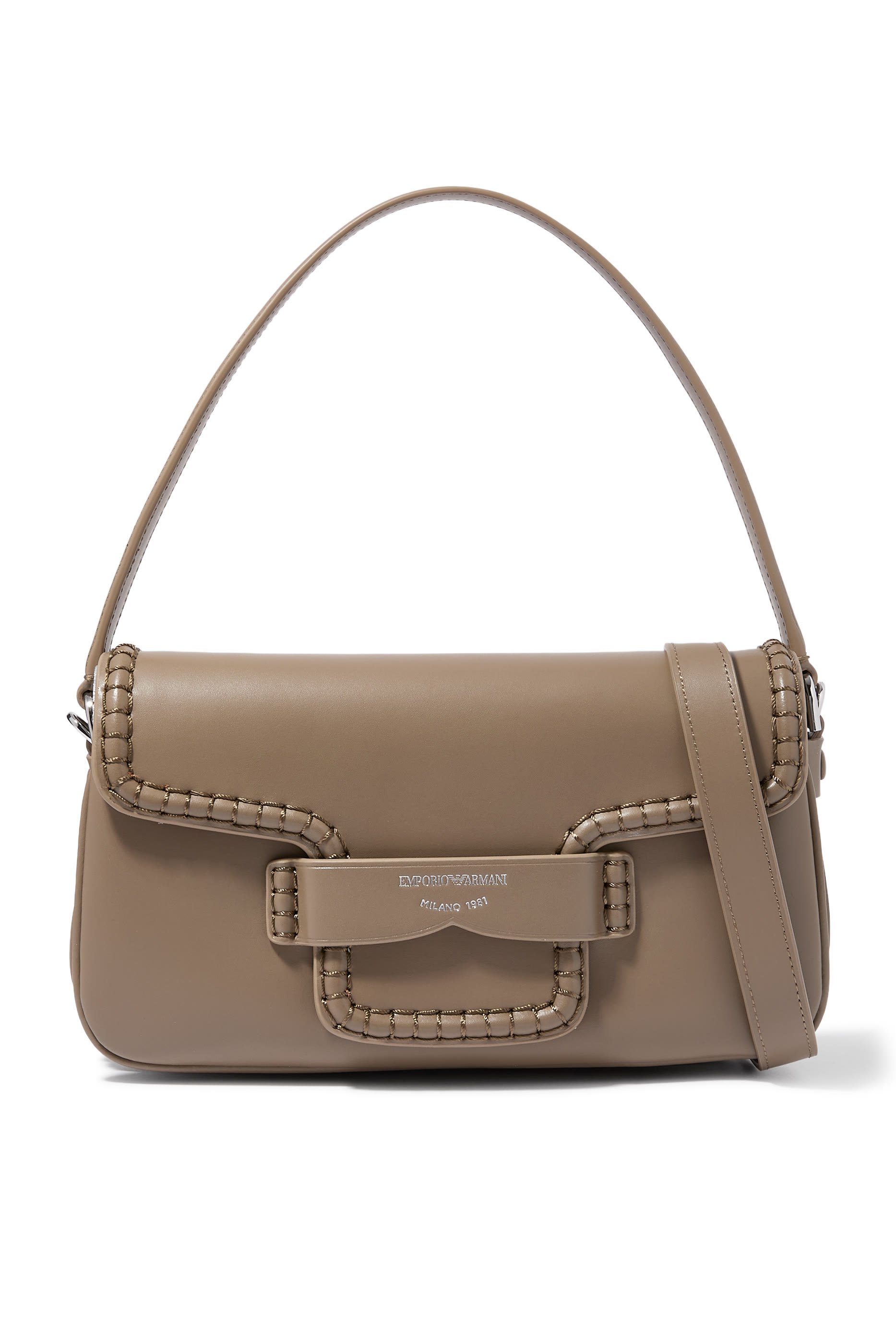 حقيبة كروس بودي بخياطة بارزة في الأمام ونقشة الضفيرة