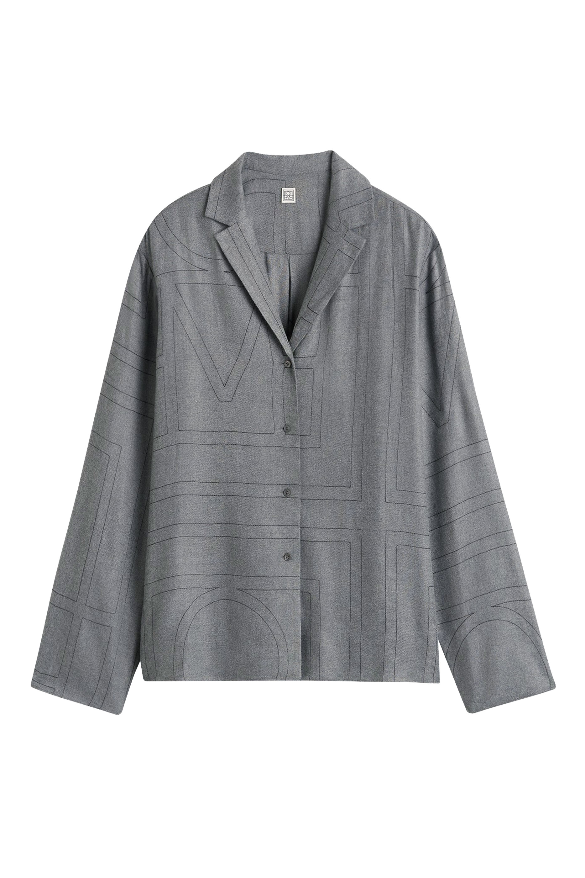 بلوزة بيجاما بنقشة شعار الماركة من الفلانيل