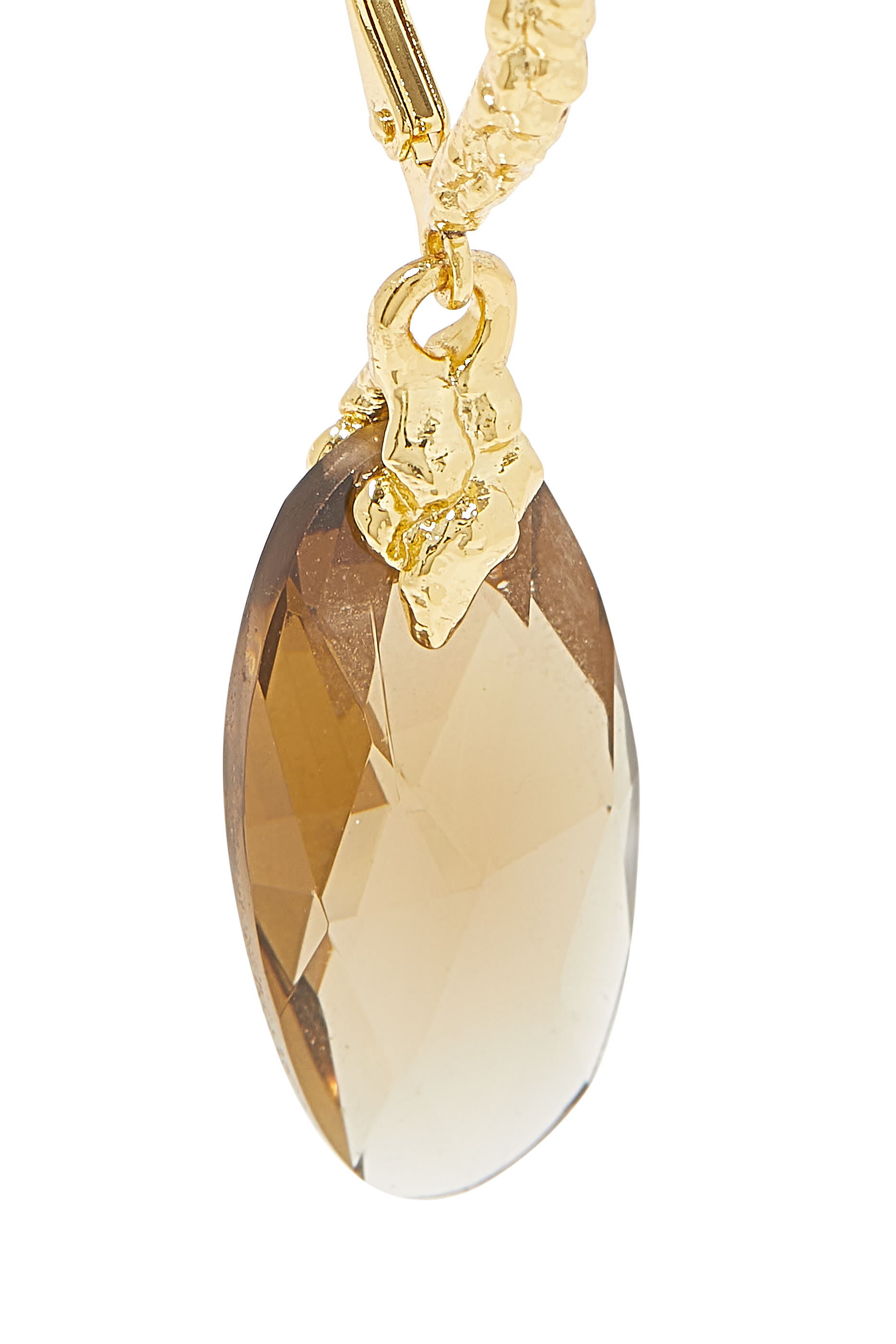 أقراط متدلية بإغلاق خلفي مرصعة بكوارتز مدخن