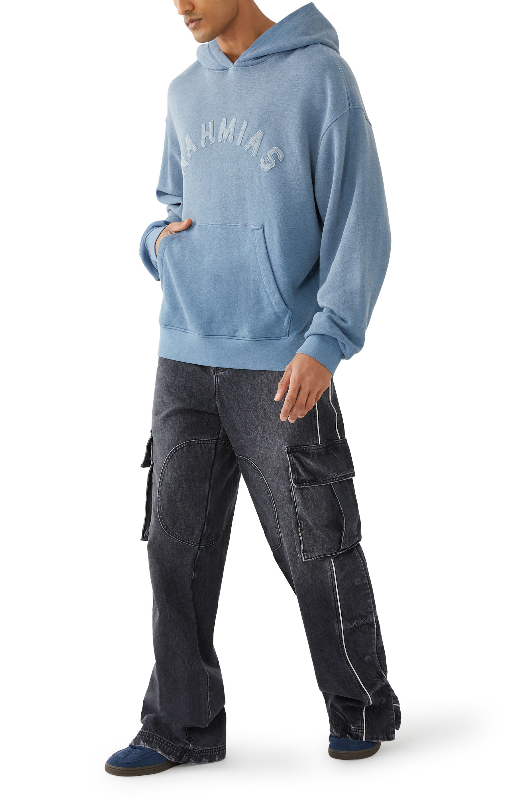 بنطال كارجو رياضي بشعار الماركة دنيم