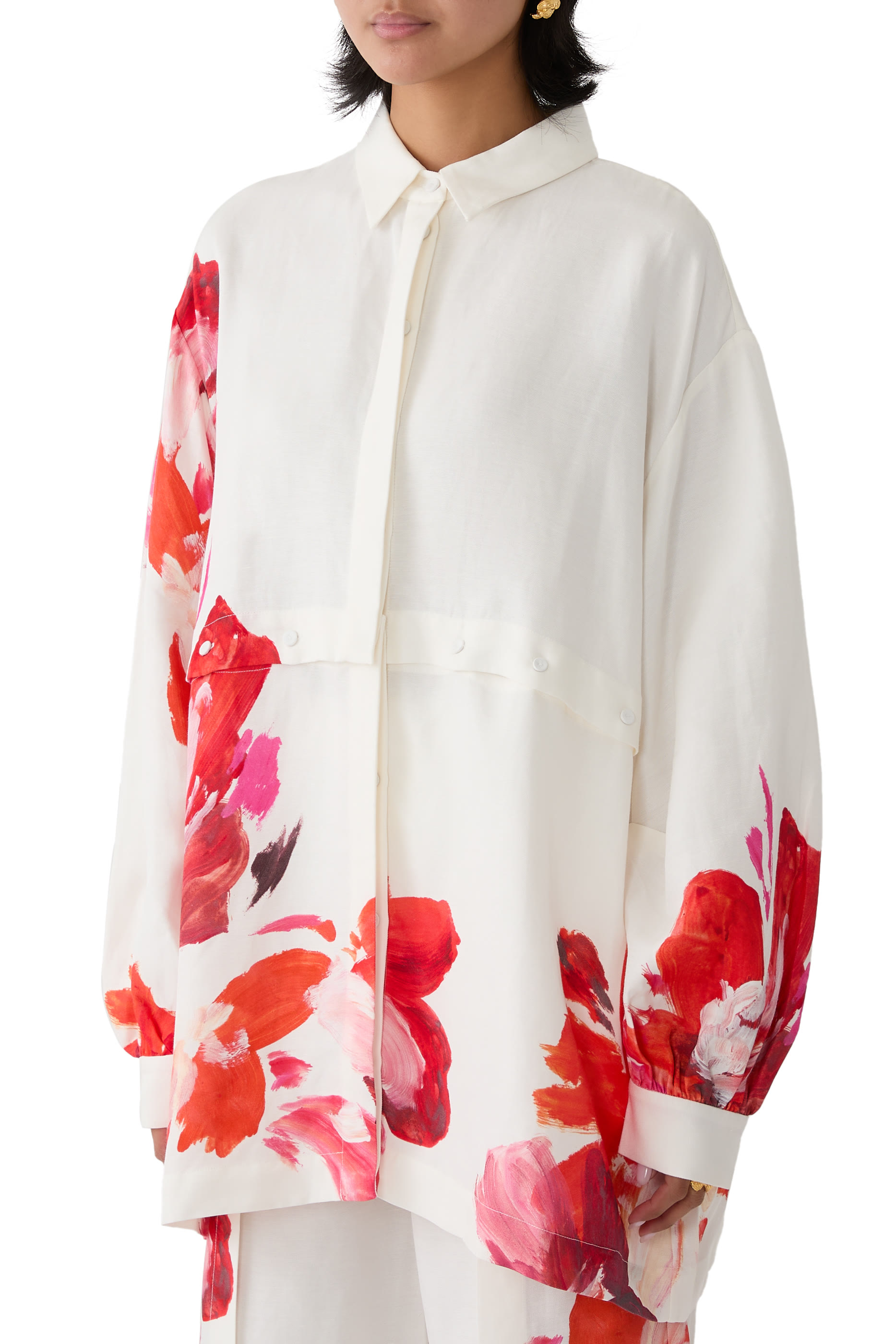 قميص بنقشة زهور كتان