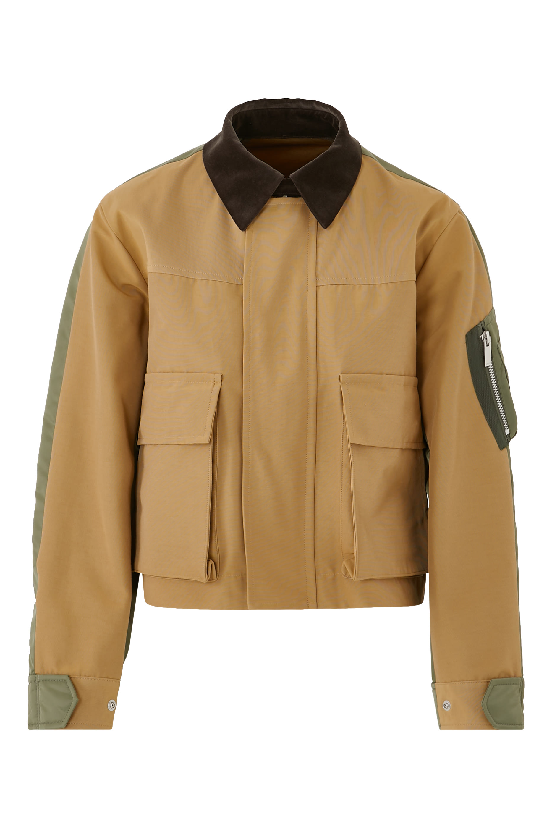 جاكيت بسحاب نايلون تويل و قماش بارز الملمس