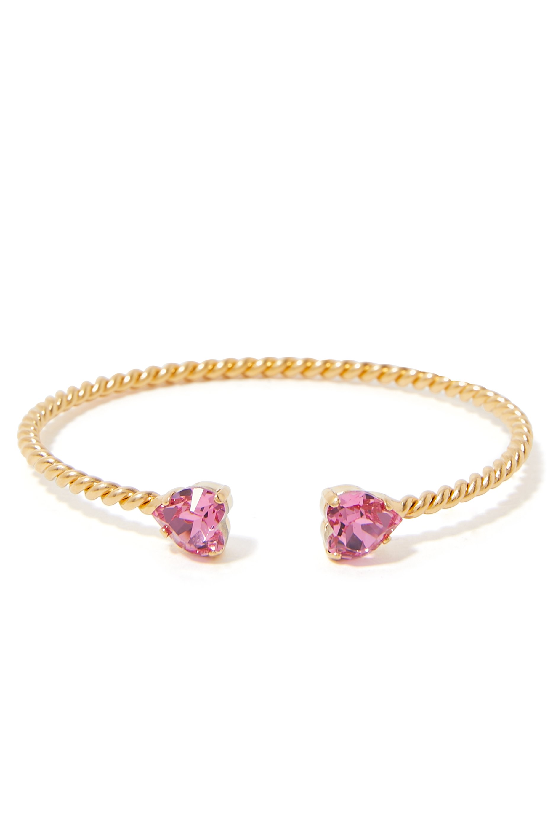 سوار فالنتينا بتصميم قلب مرصعة بالكريستال نحاس مطلي بذهب أصفر عيار 18