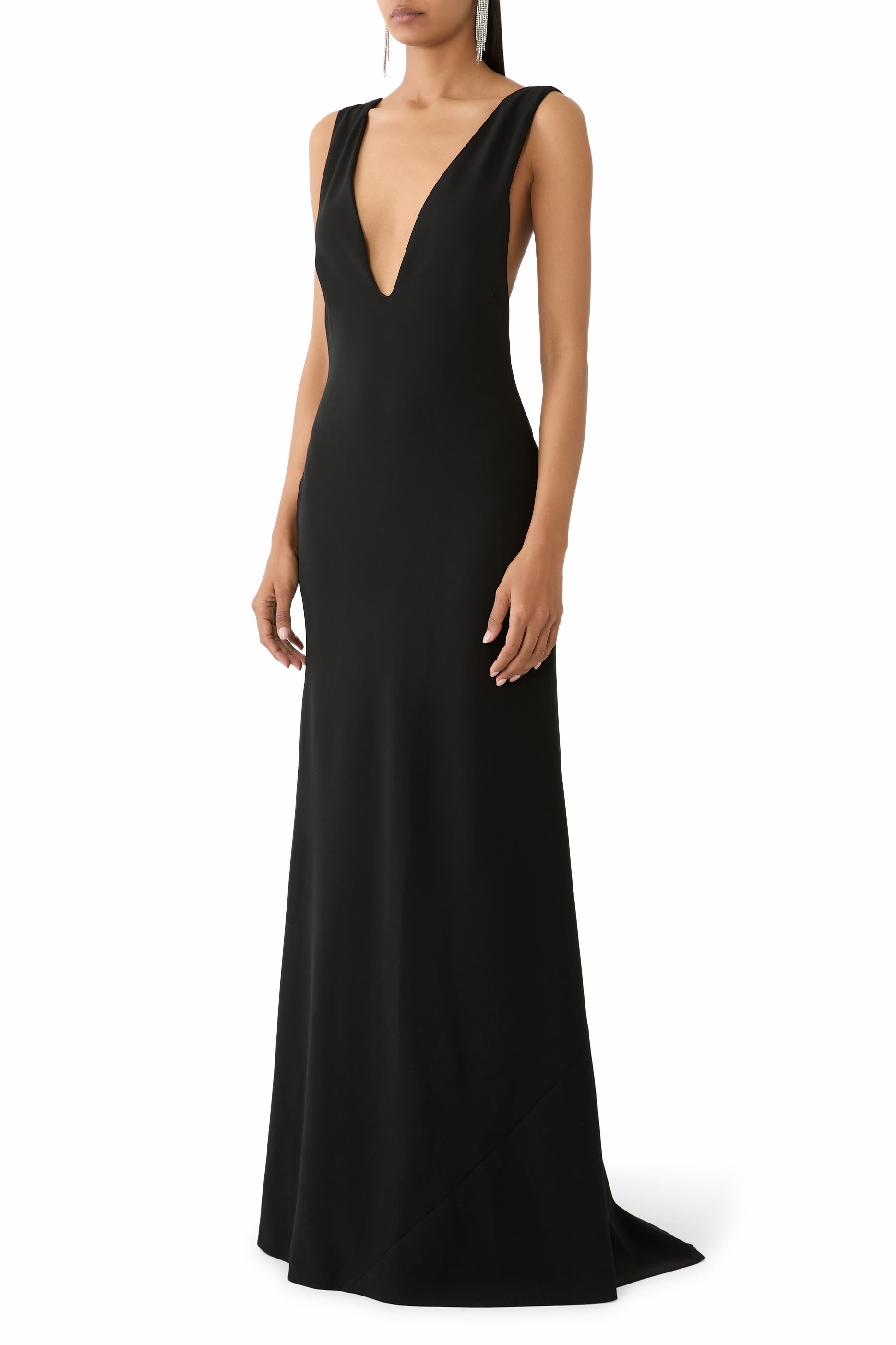 فستان مطرز كريب مطاطي