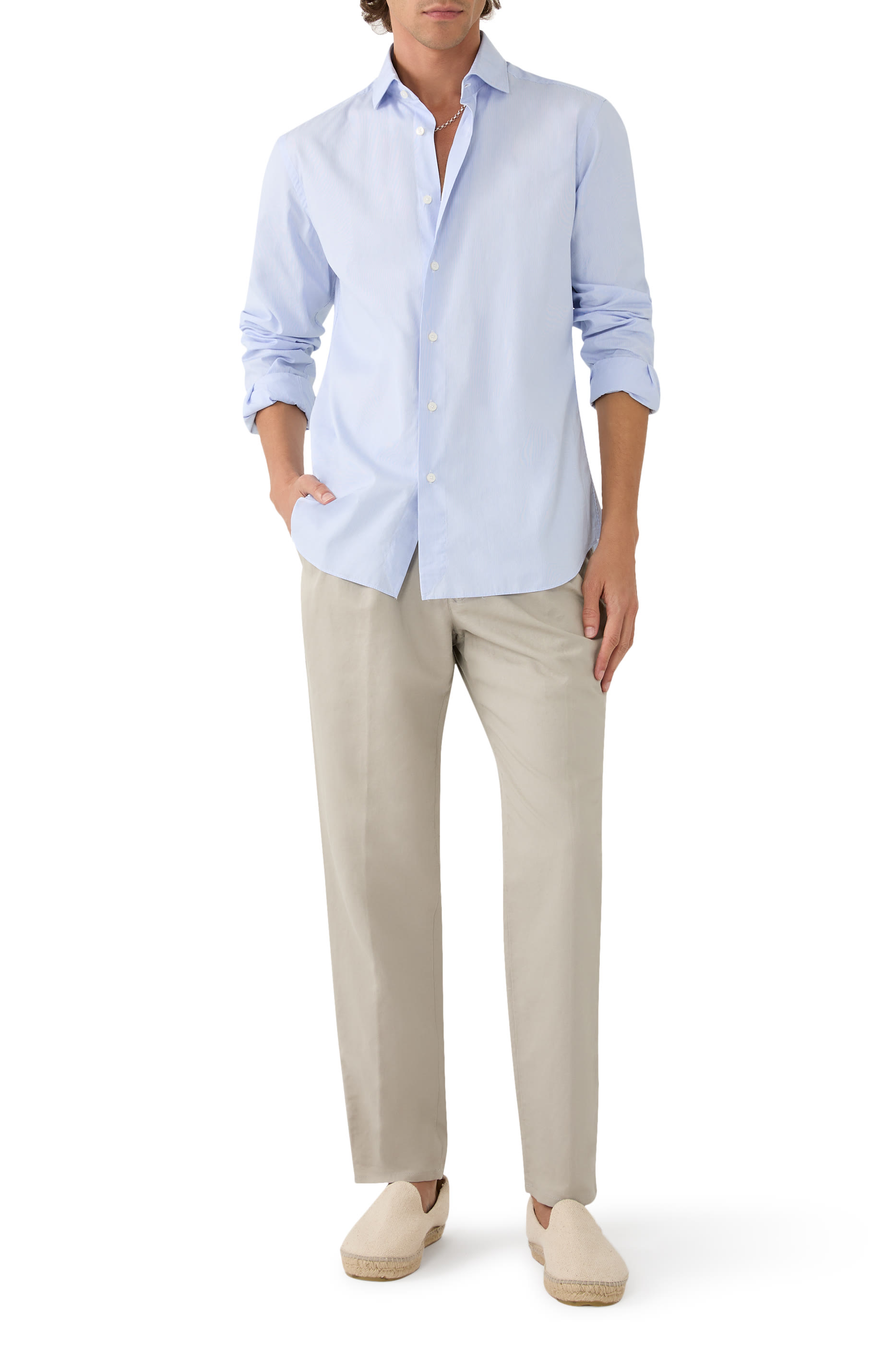 قميص بقصة ضيقة قطن