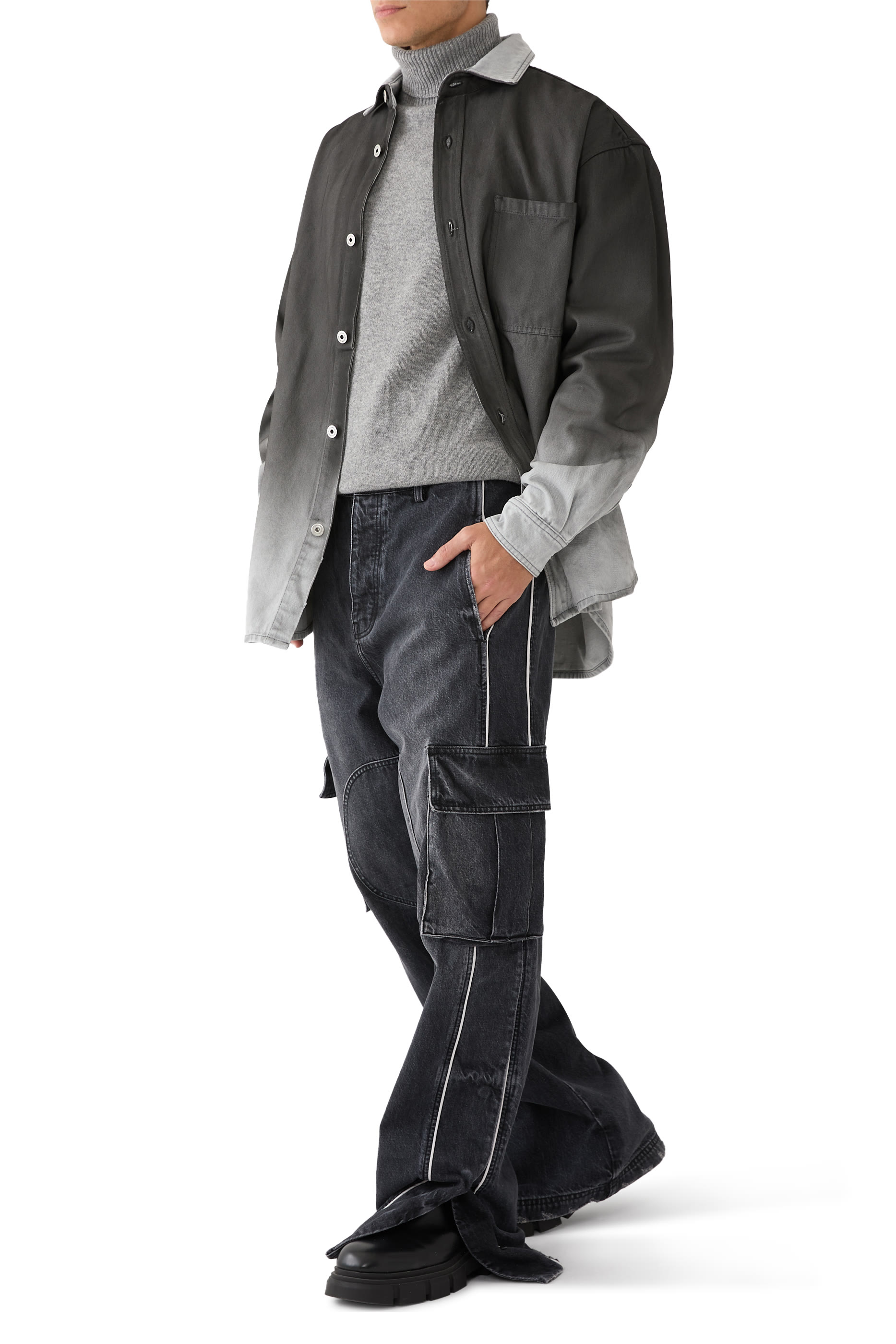 قميص بنمط جاكيت دنيم بلون متدرج