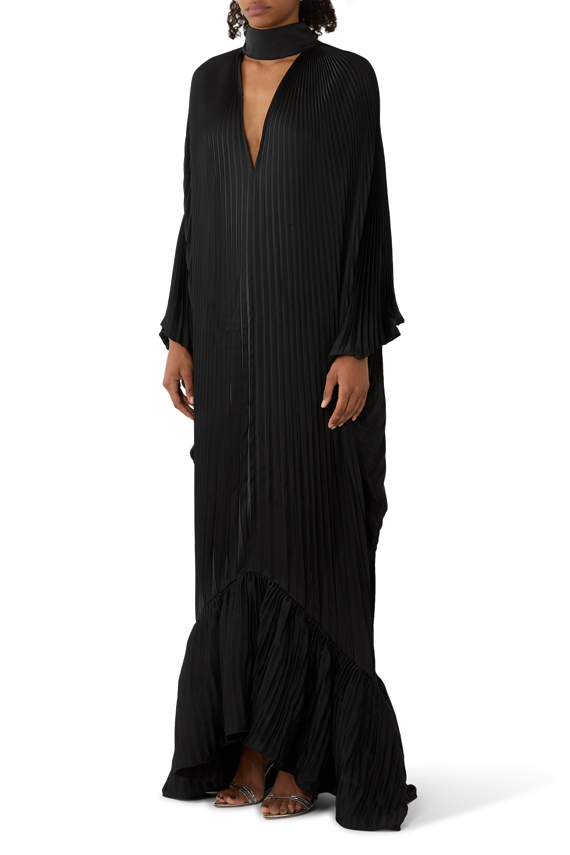 فستان سهرة إمباير بطيات