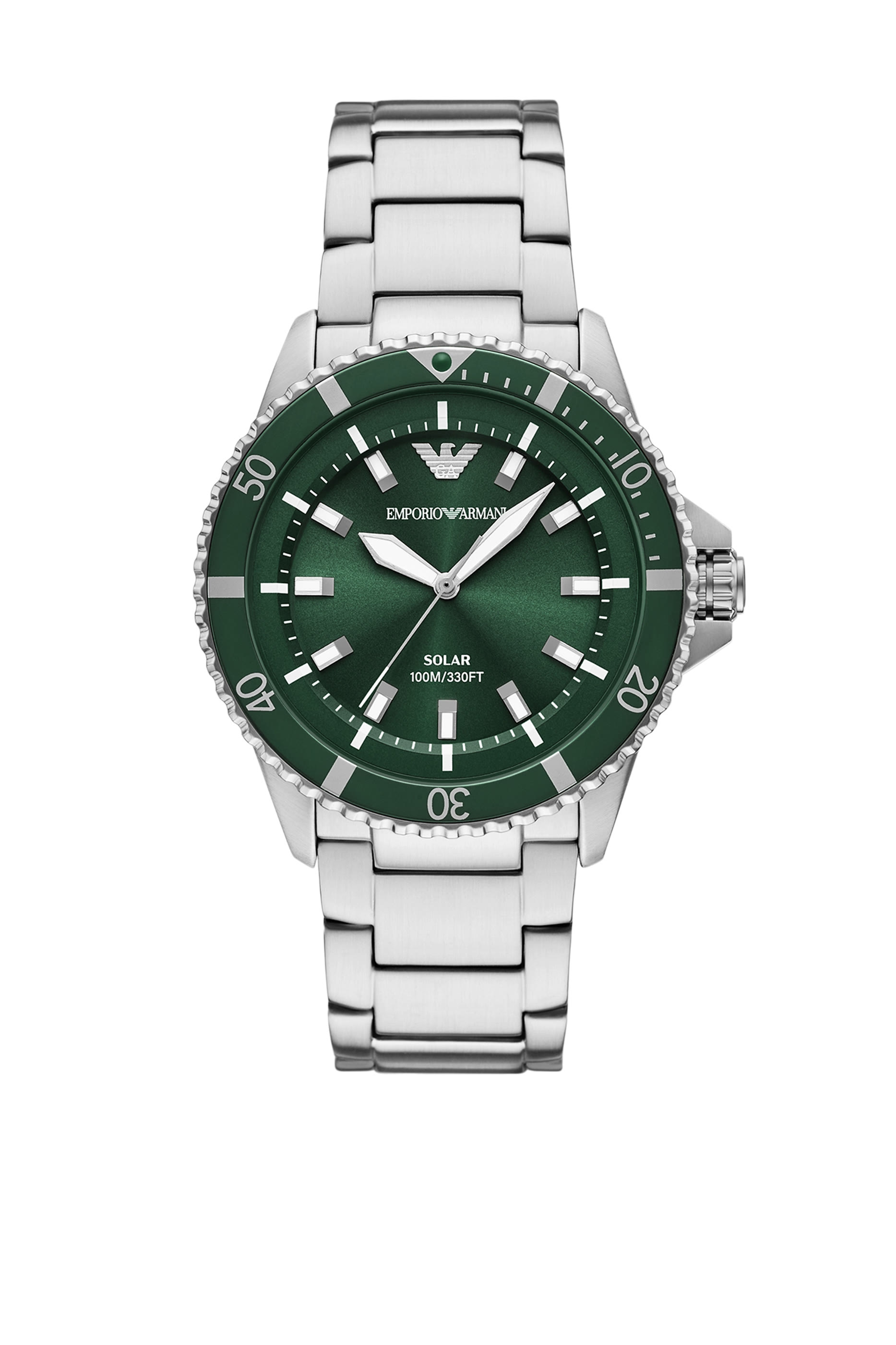 ساعة وورلد اكسبلورر بثلاث عقارب تعمل بالطاقة الشمسية ستانلس ستيل