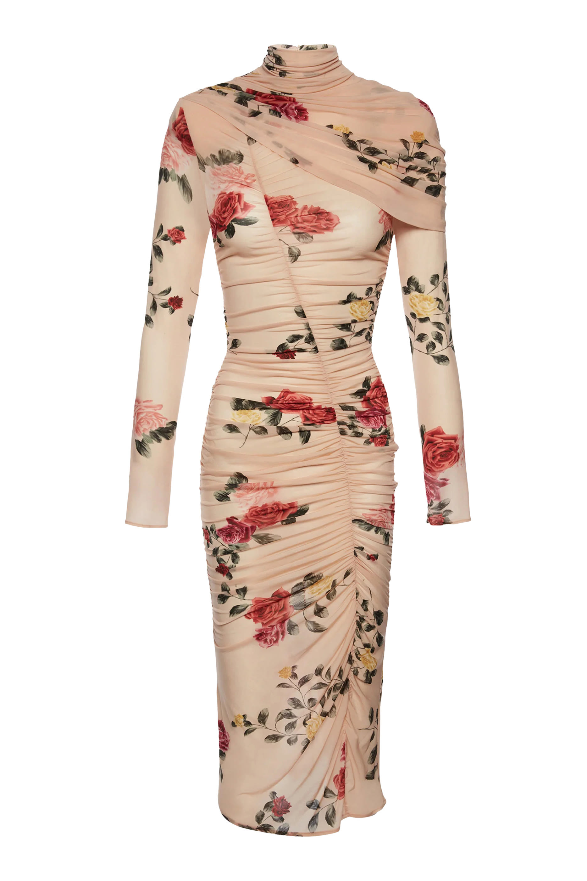 فستان بقصة متوسطة الطول ونقشة زهور