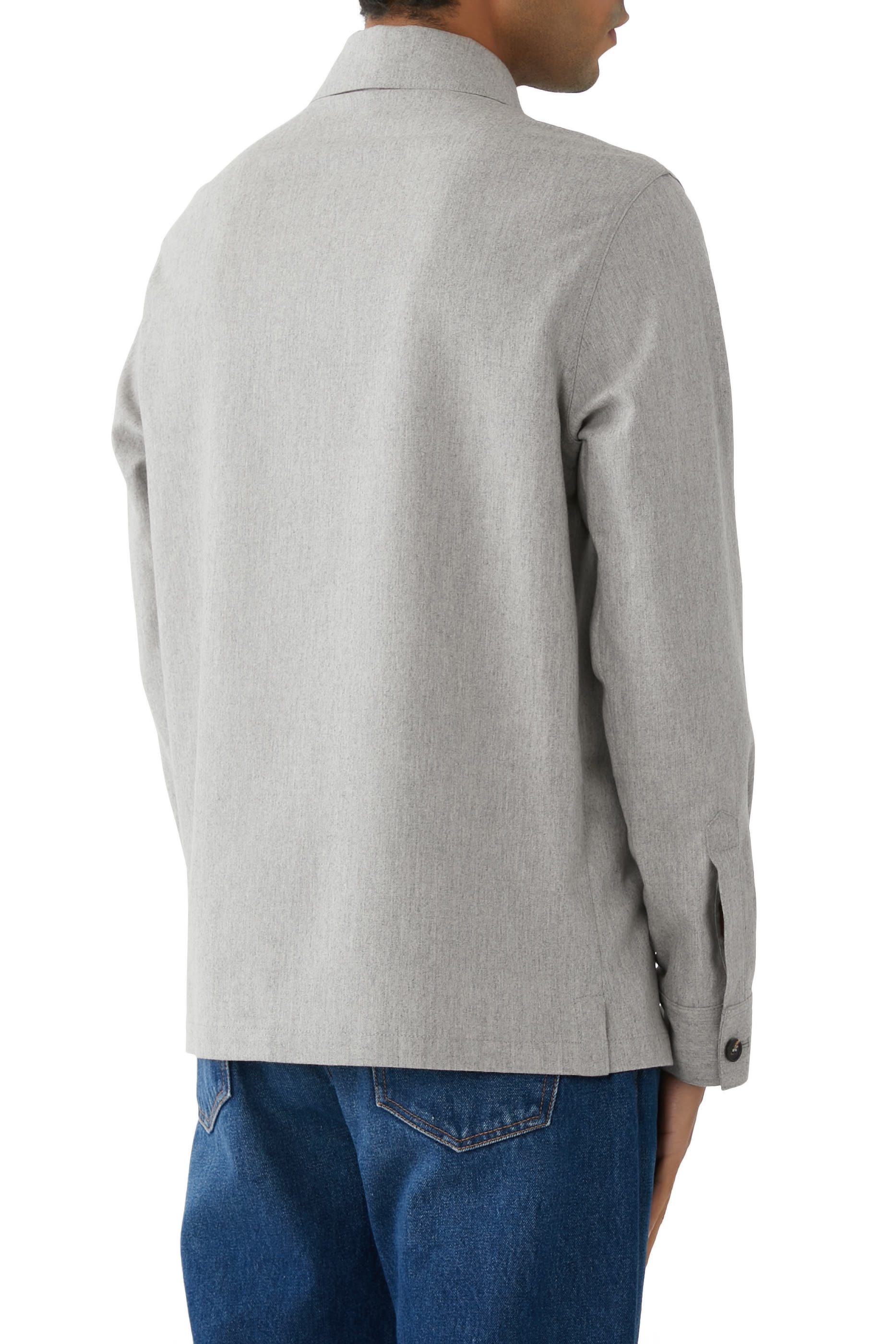 قميص بتصميم جاكيت فلانيل صوف وكشمير