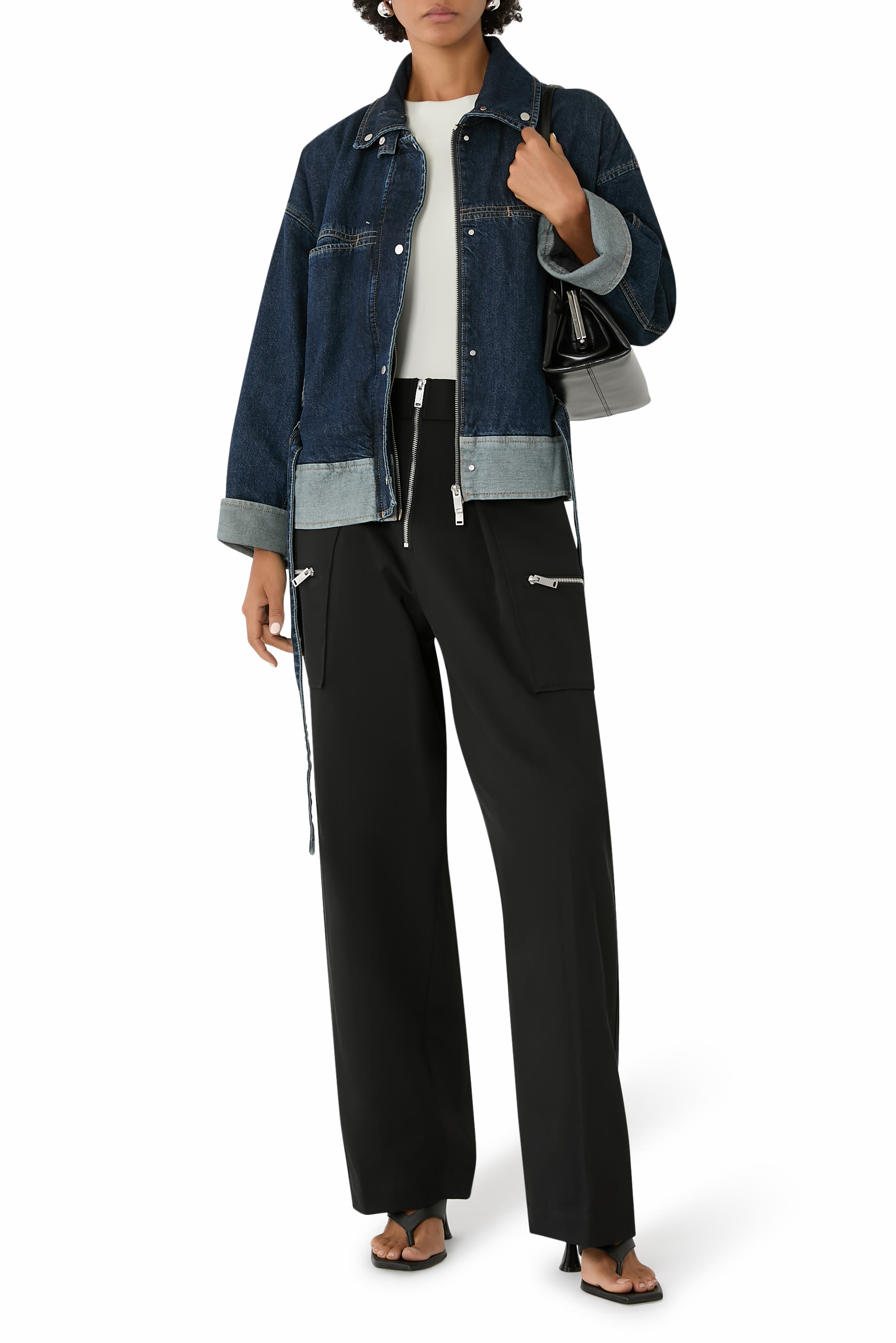 Boxy Denim Jacket with Ties