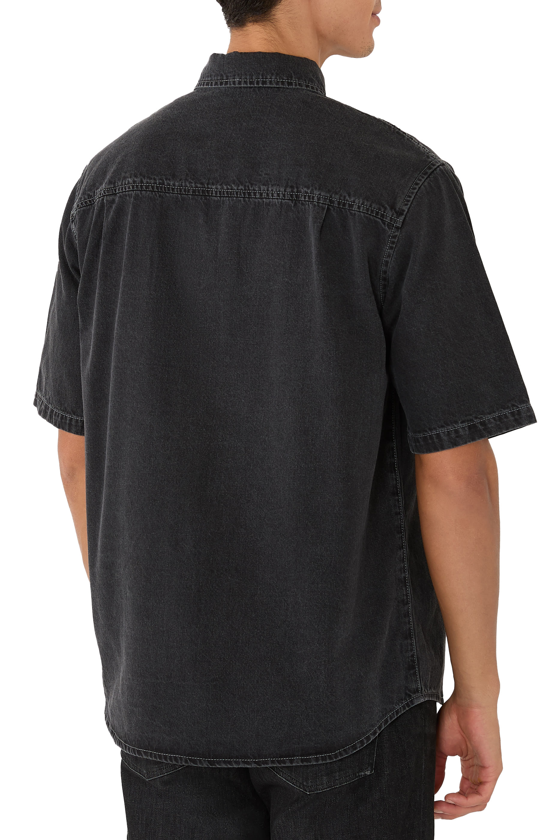 قميص بأكمام قصيرة وقصة مريحة دنيم