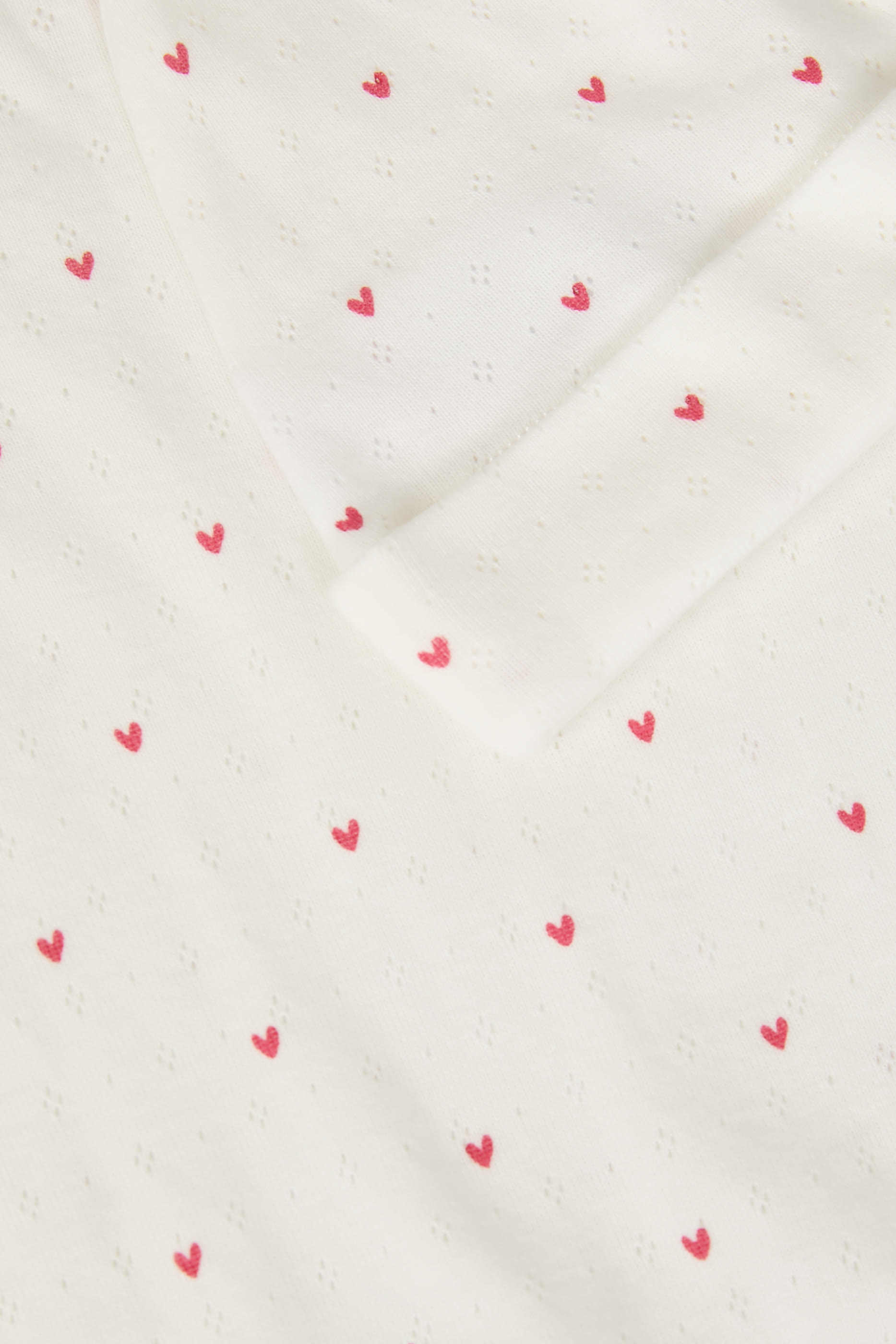 طقم هدية للمواليد الجدد بنقشات قلب بونتيل، قطن عضوي