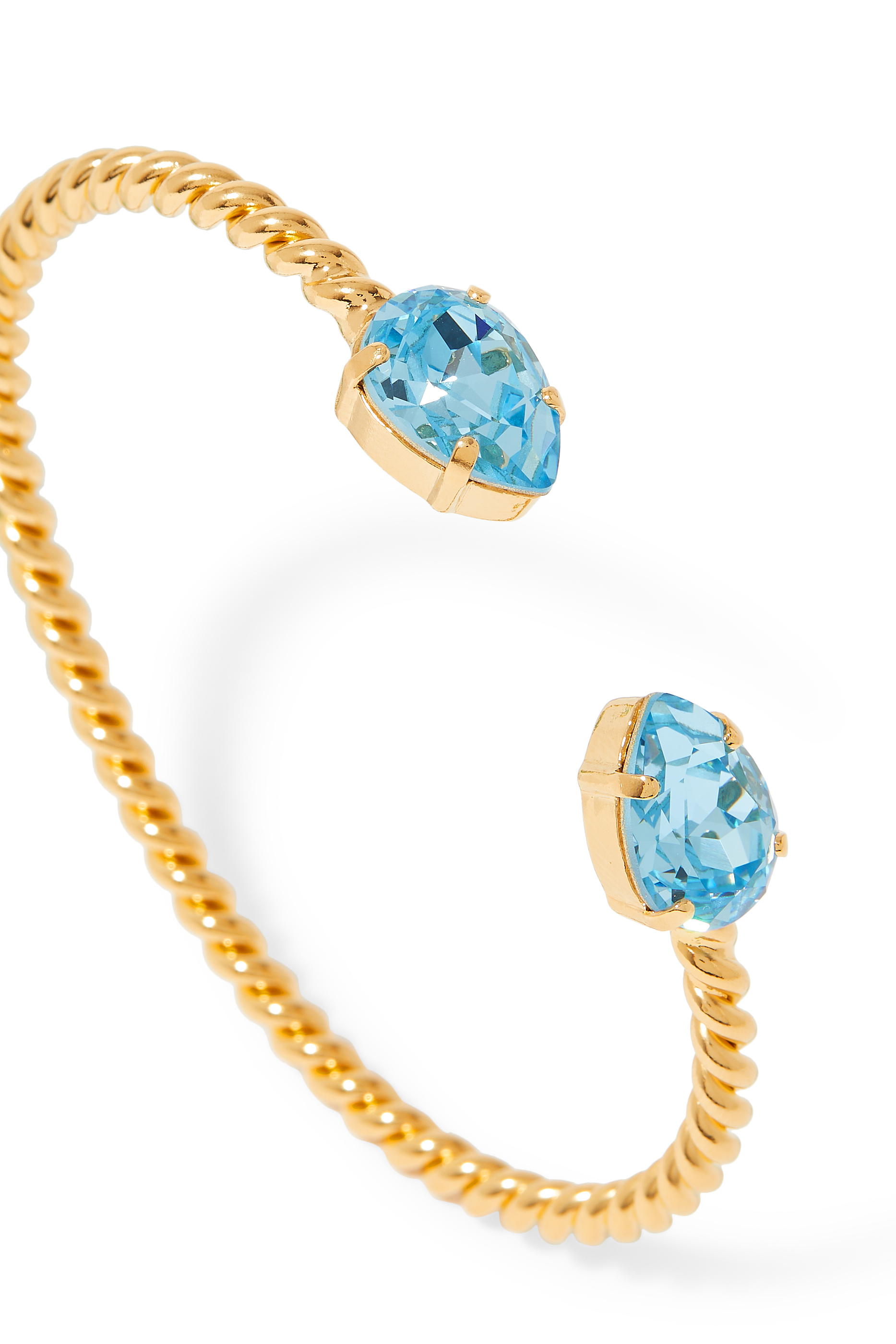 سوار صغير بكريستال بتصميم دمعة مرصعة بالكريستال مطلي بالذهب عيار 18