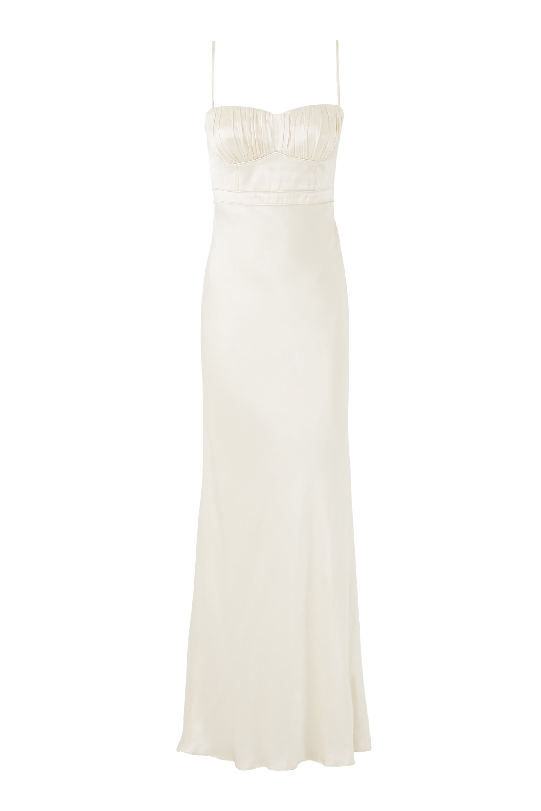 فستان طويل لا لون كوردد مزين بكشكش