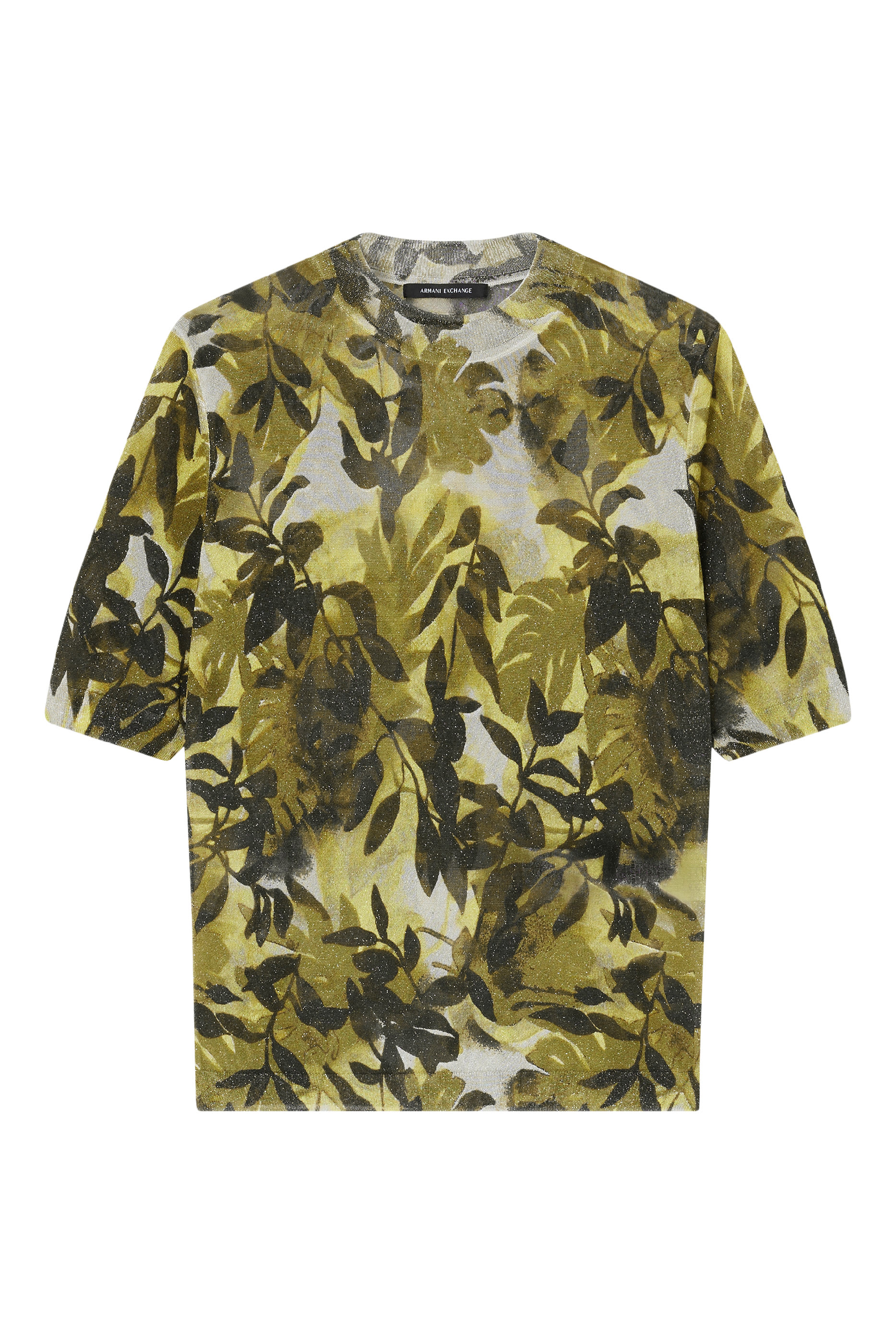 بلوزة إيبيزا بأكمام قصيرة ونقشة أوراق