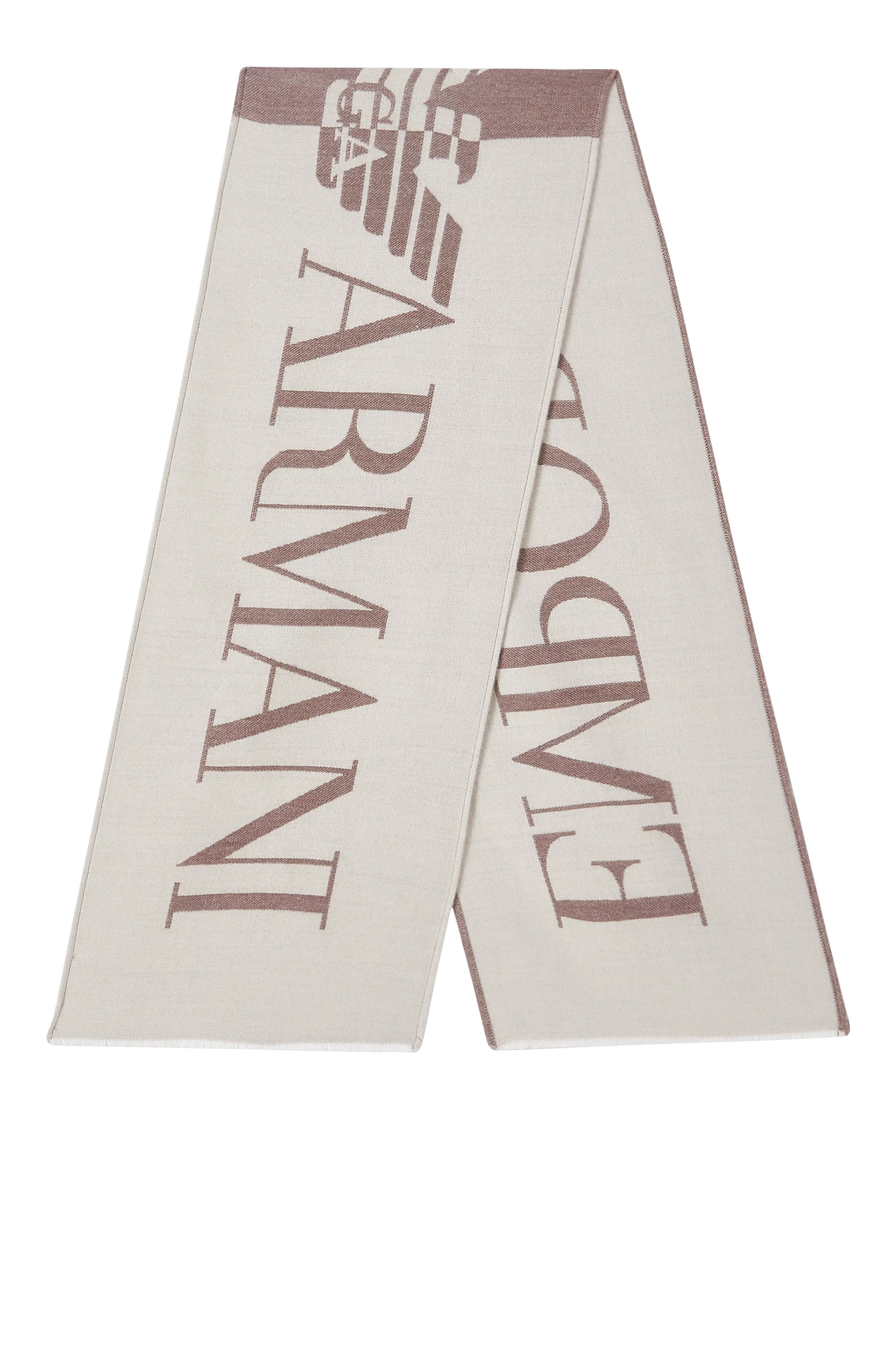 وشاح بلونين ونقشة شعار الماركة بحجم كبير مزيج صوف