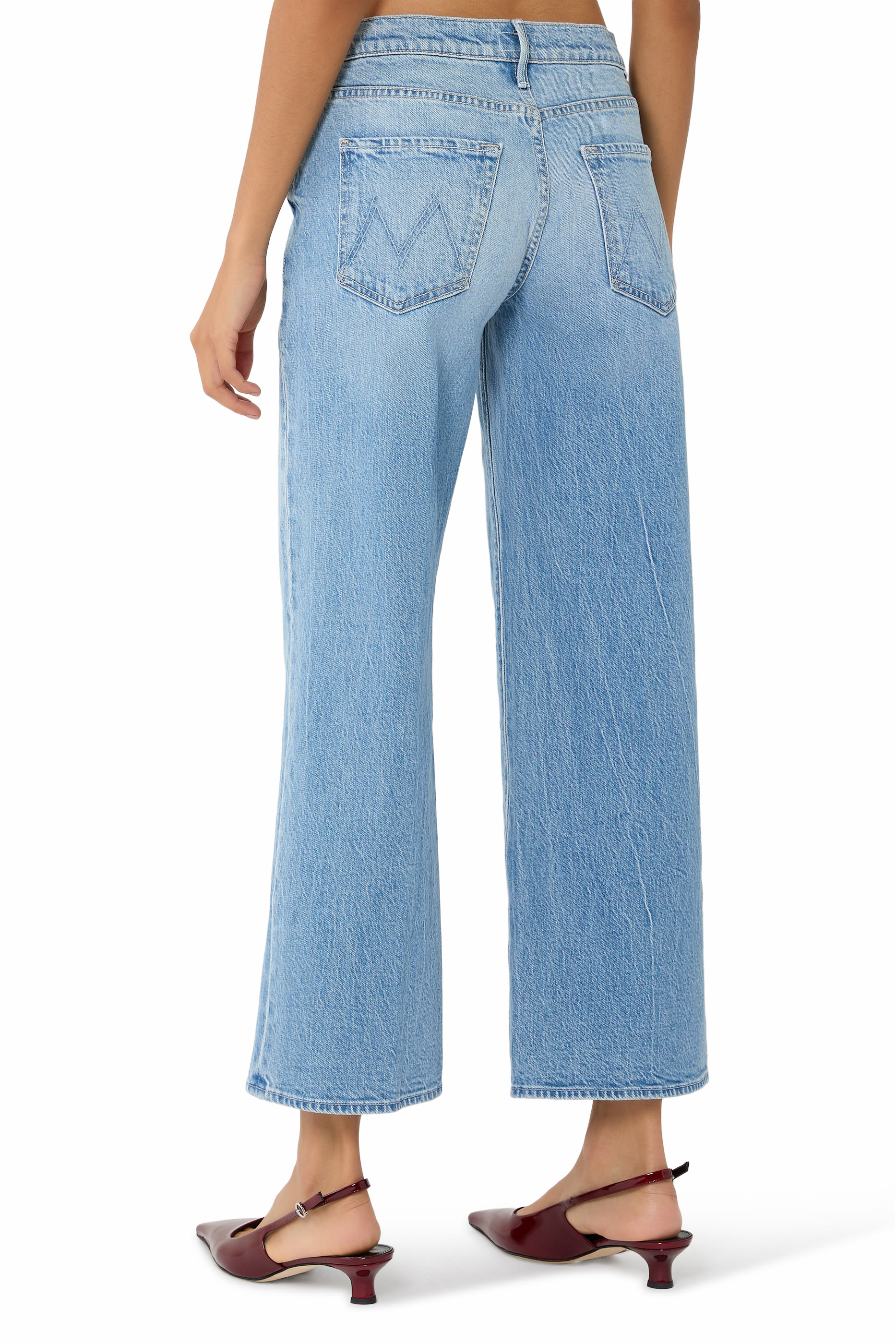 بنطال جينز مافن بطول الكاحل بخصر متوسط الارتفاع