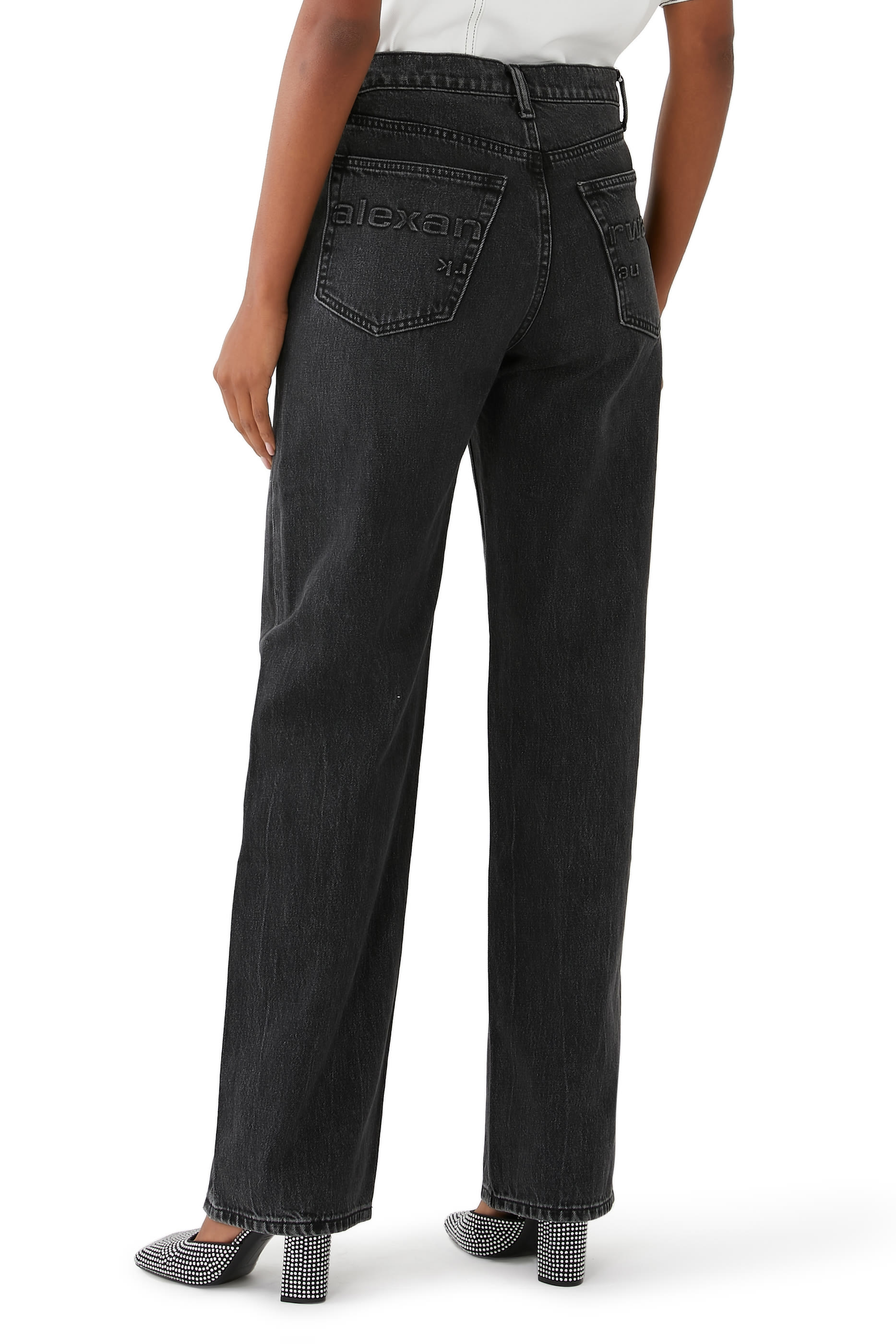 بنطال جينز اي زاد بشعار الماركة المحفور على الجيوب