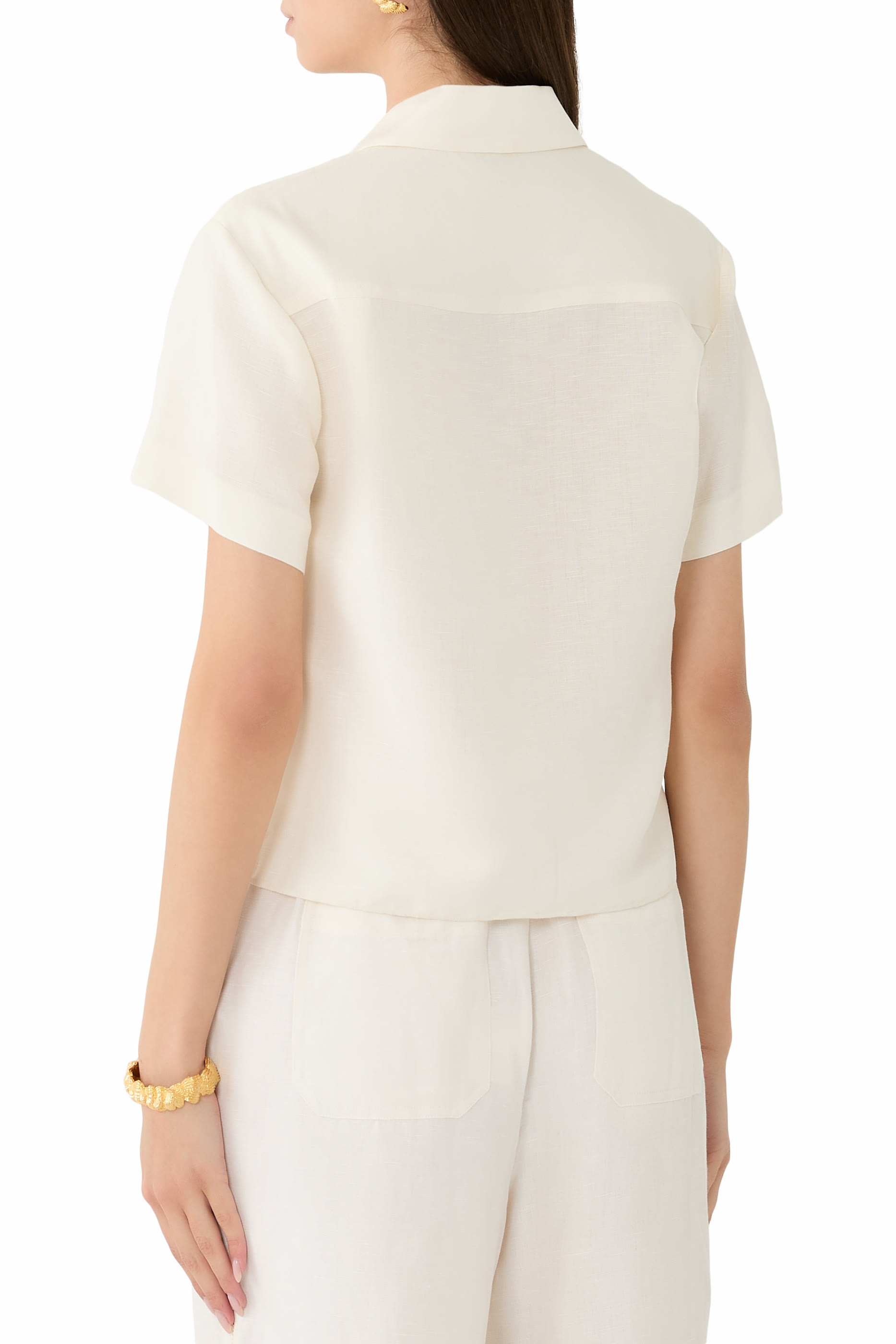 قميص لويزا بياقة مطوية وتطريزات