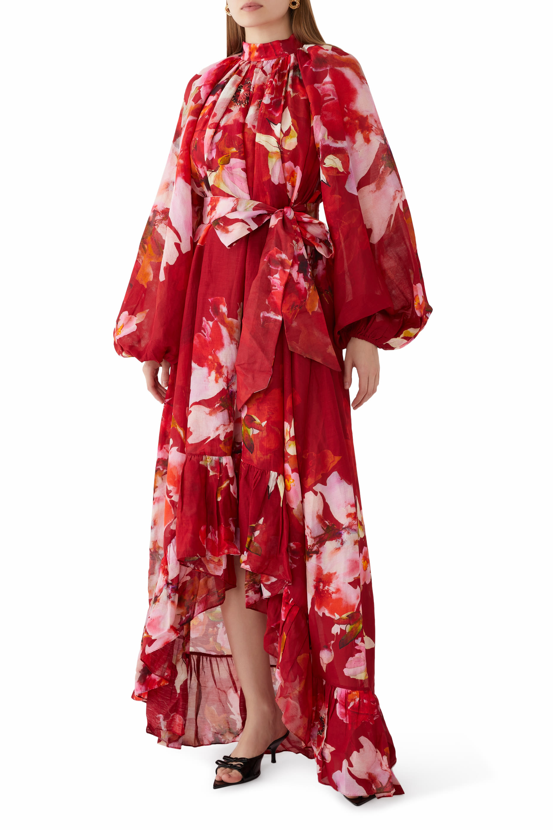 فستان طويل مع حزام