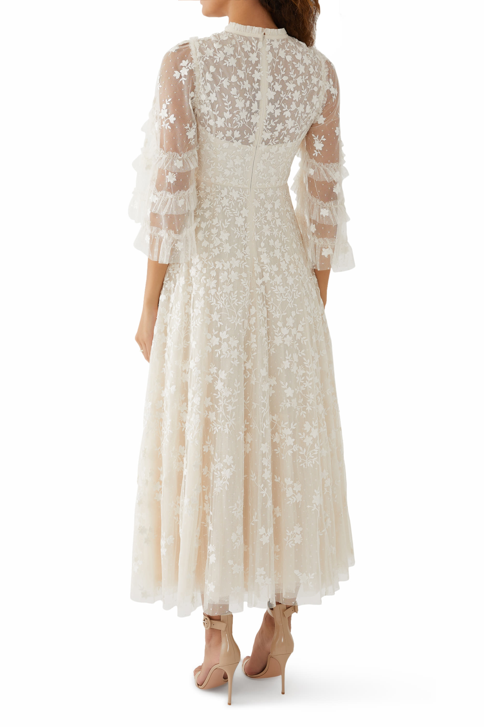 فستان سهرة إيفيريت بلوم بياقة مستديرة متوسط الطول