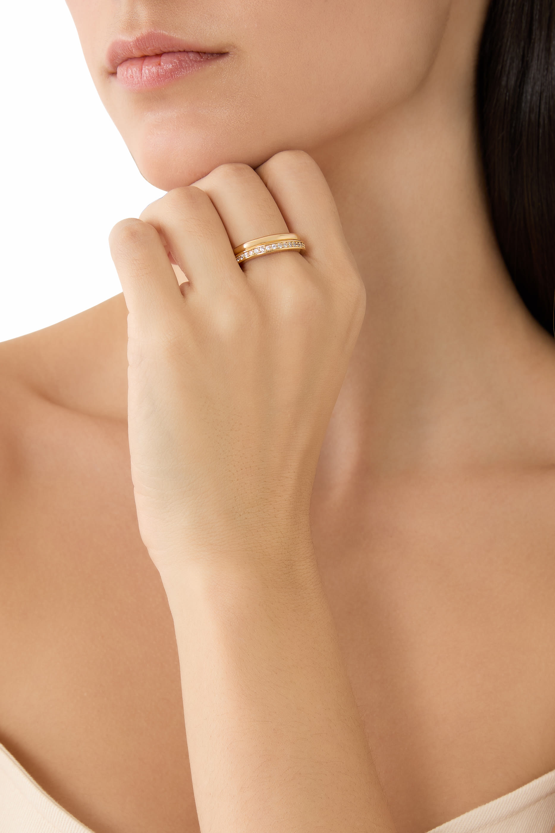 طقم خواتم فروم، نحاس مطلي بالذهب عيار 14 قيراط وأحجار زركونيا مكعبة