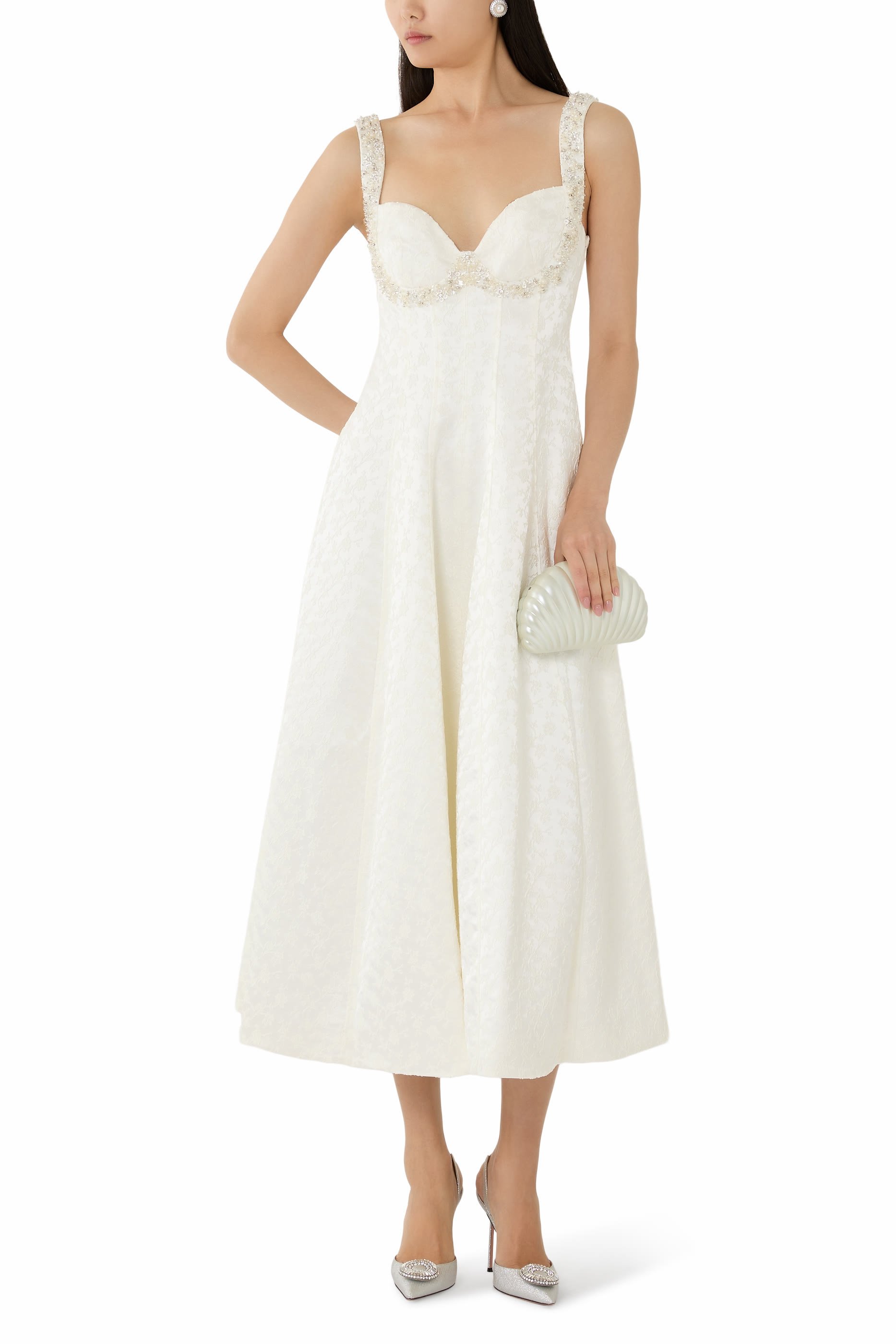 فستان شارلوت جاكار متوسط الطول