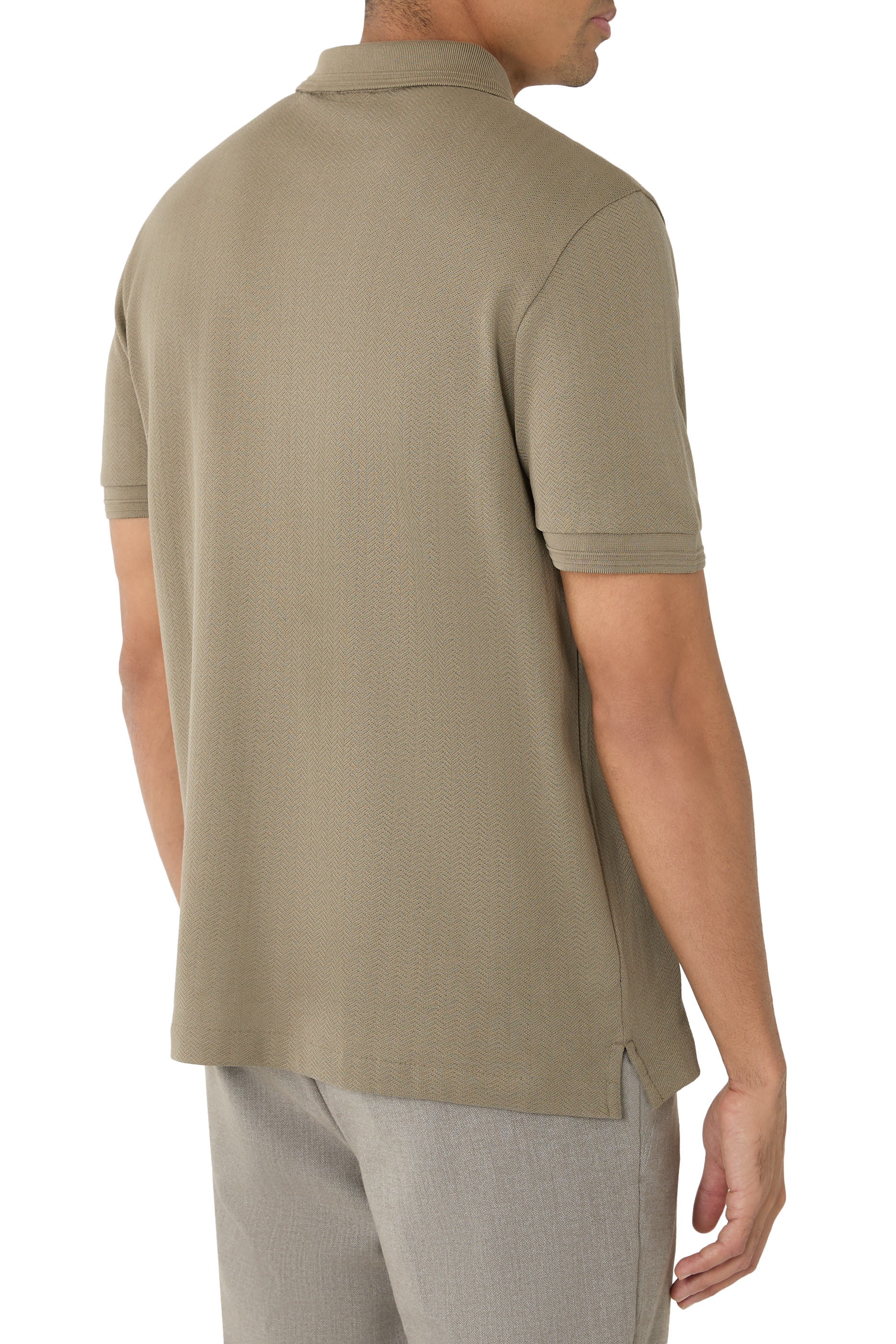 قميص بولو بنقشة هيرنغ بون بقصة منتظمة قطن