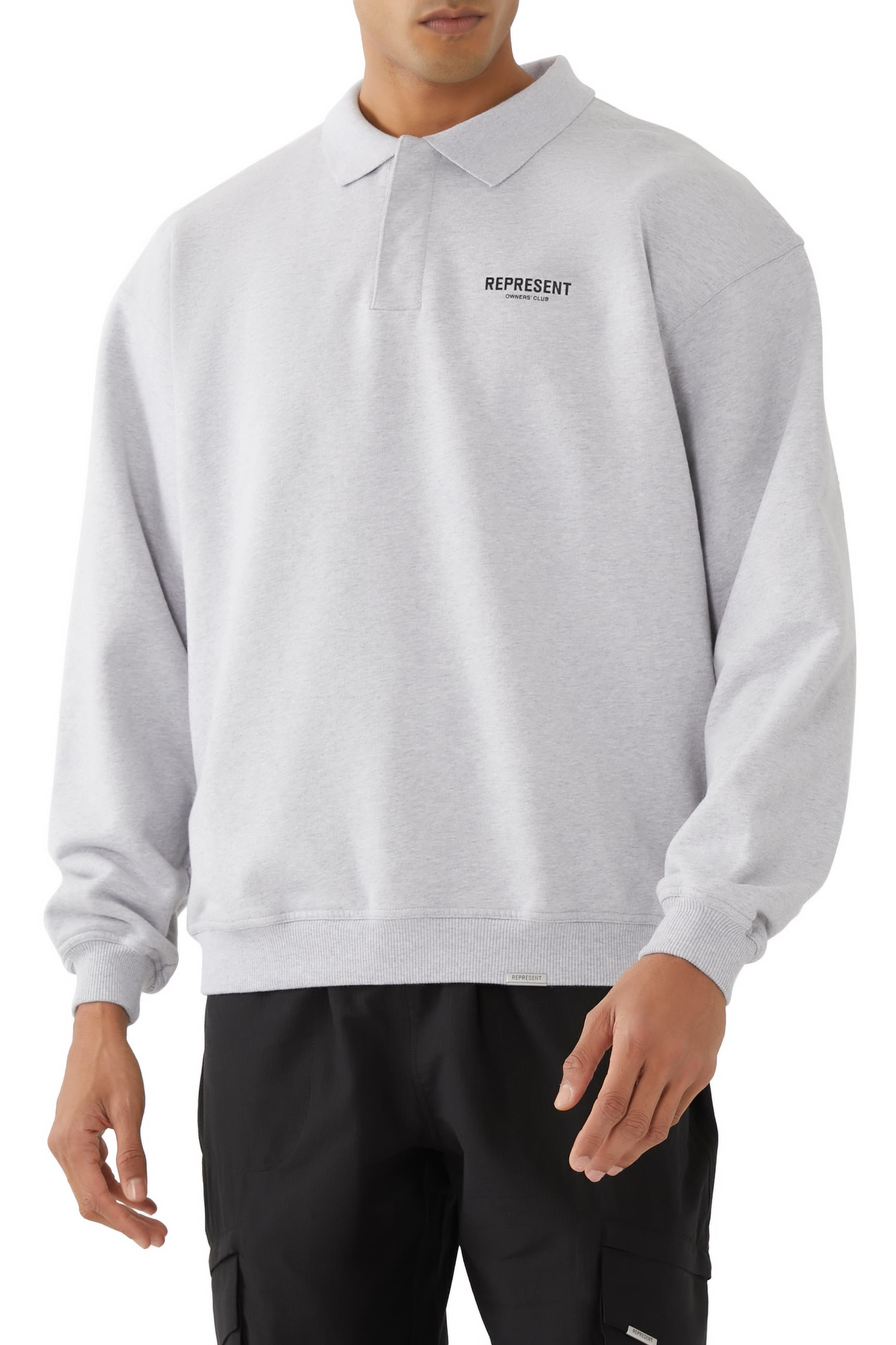 سويت شيرت بولو بشعار أونرز كلوب بأكمام طويلة