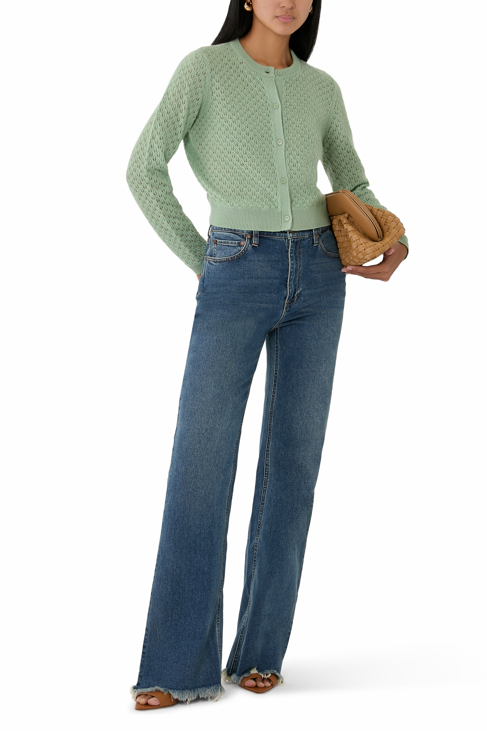 بنطال جينز ديلانسي بقصة ضيقة بحواف واسعة