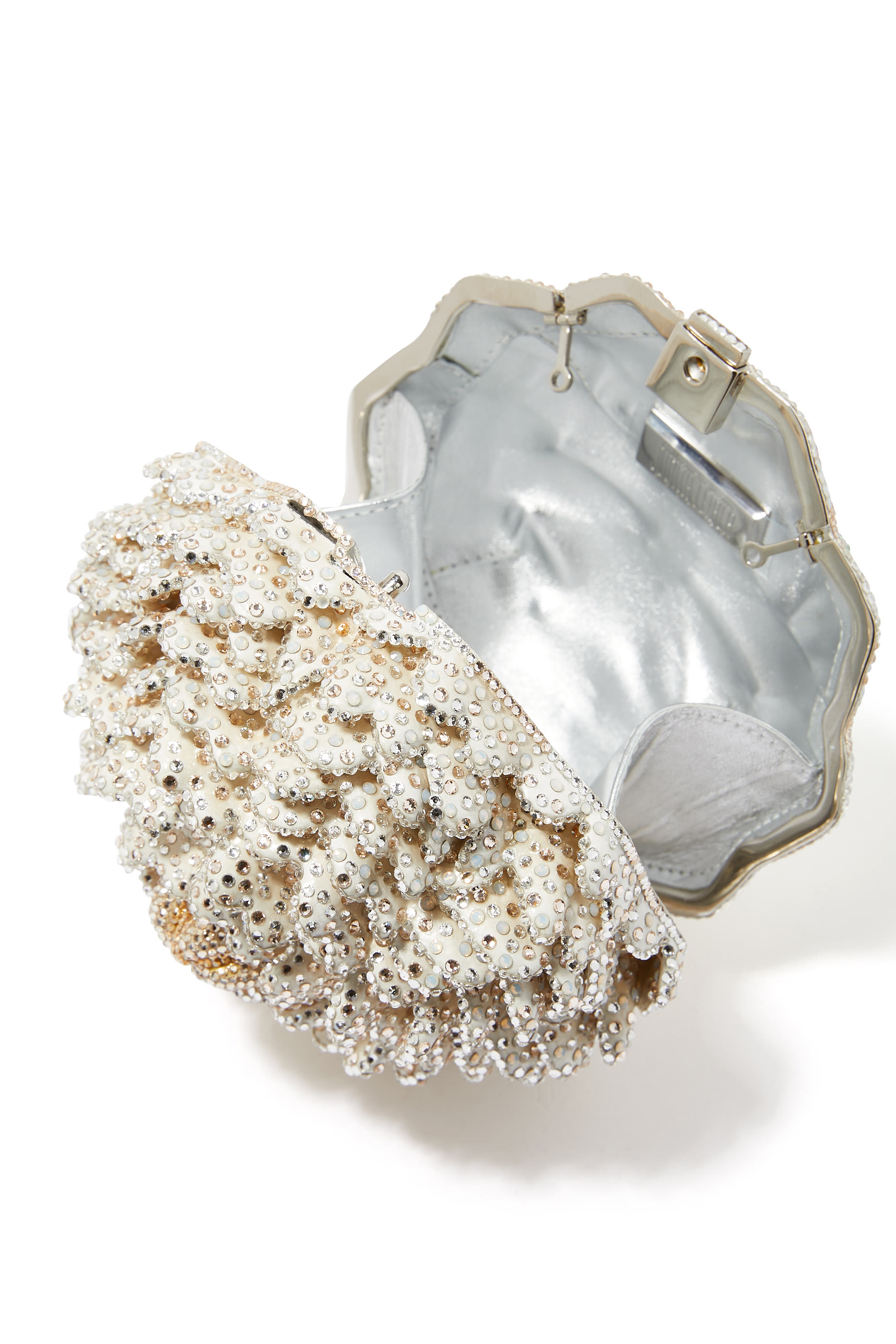 حقيبة يد بتصميم فاوانيا مرصعة بالكريستال