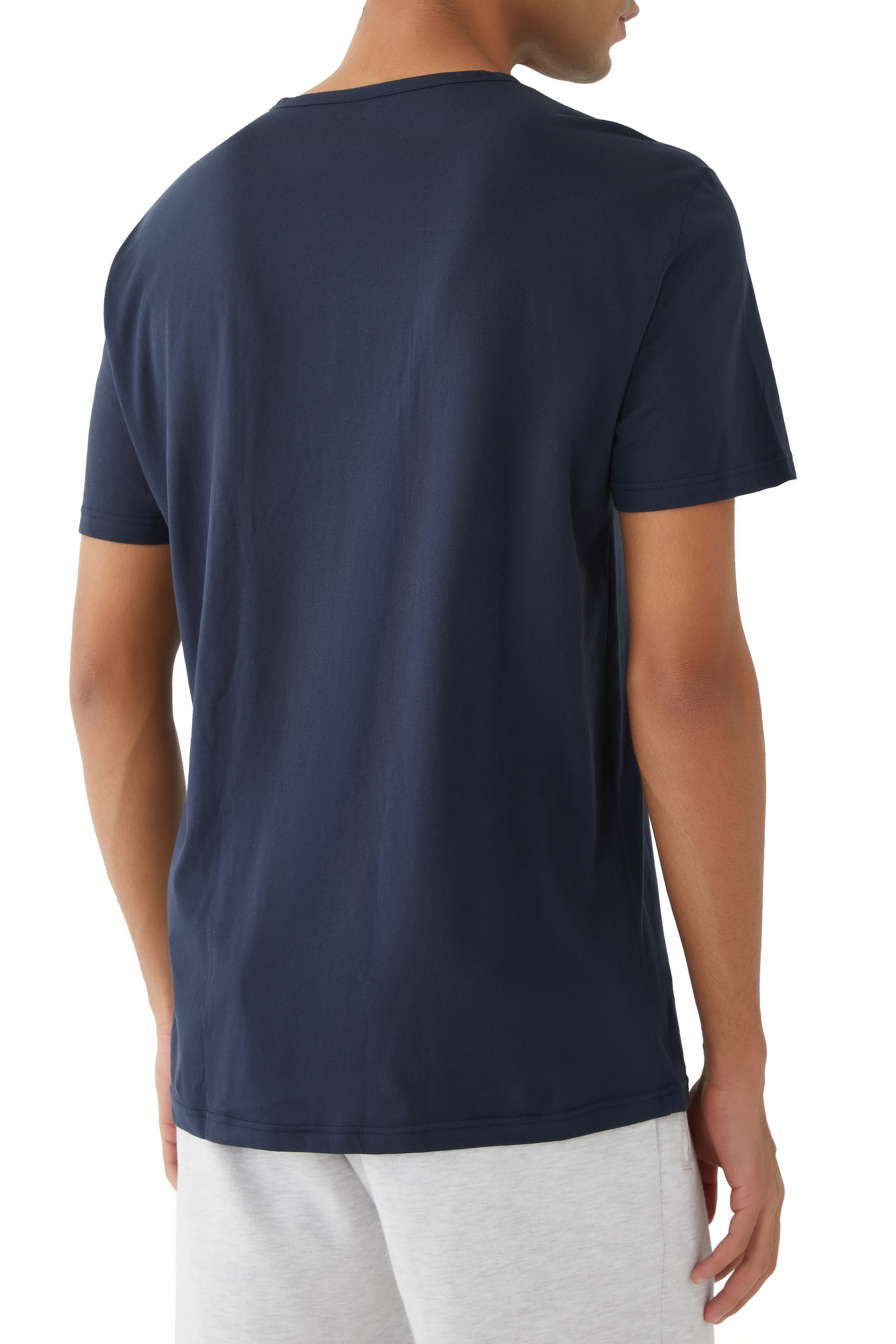 طقم تي شيرت قطن بفتحة رقبة مستديرة، قطعتان