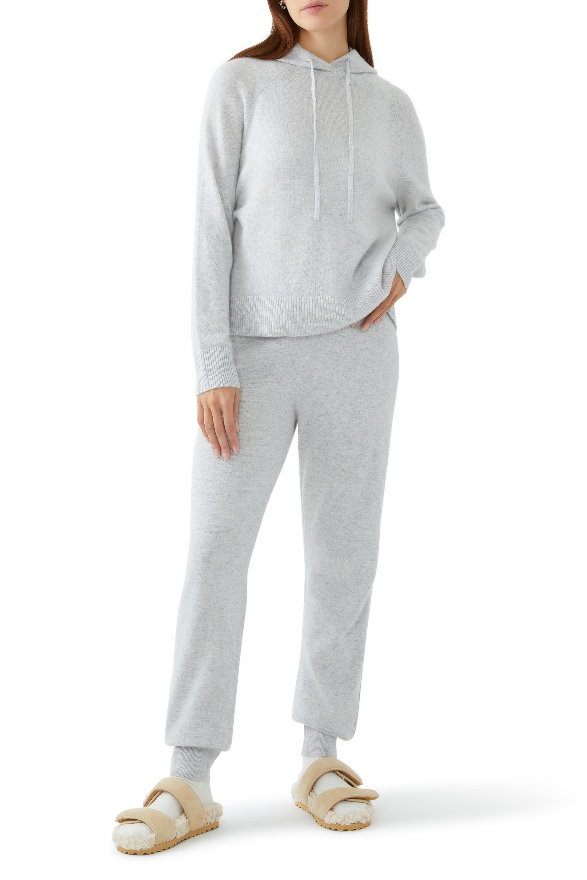 بنطال رياضي بتفاصيل مضلعة كشمير