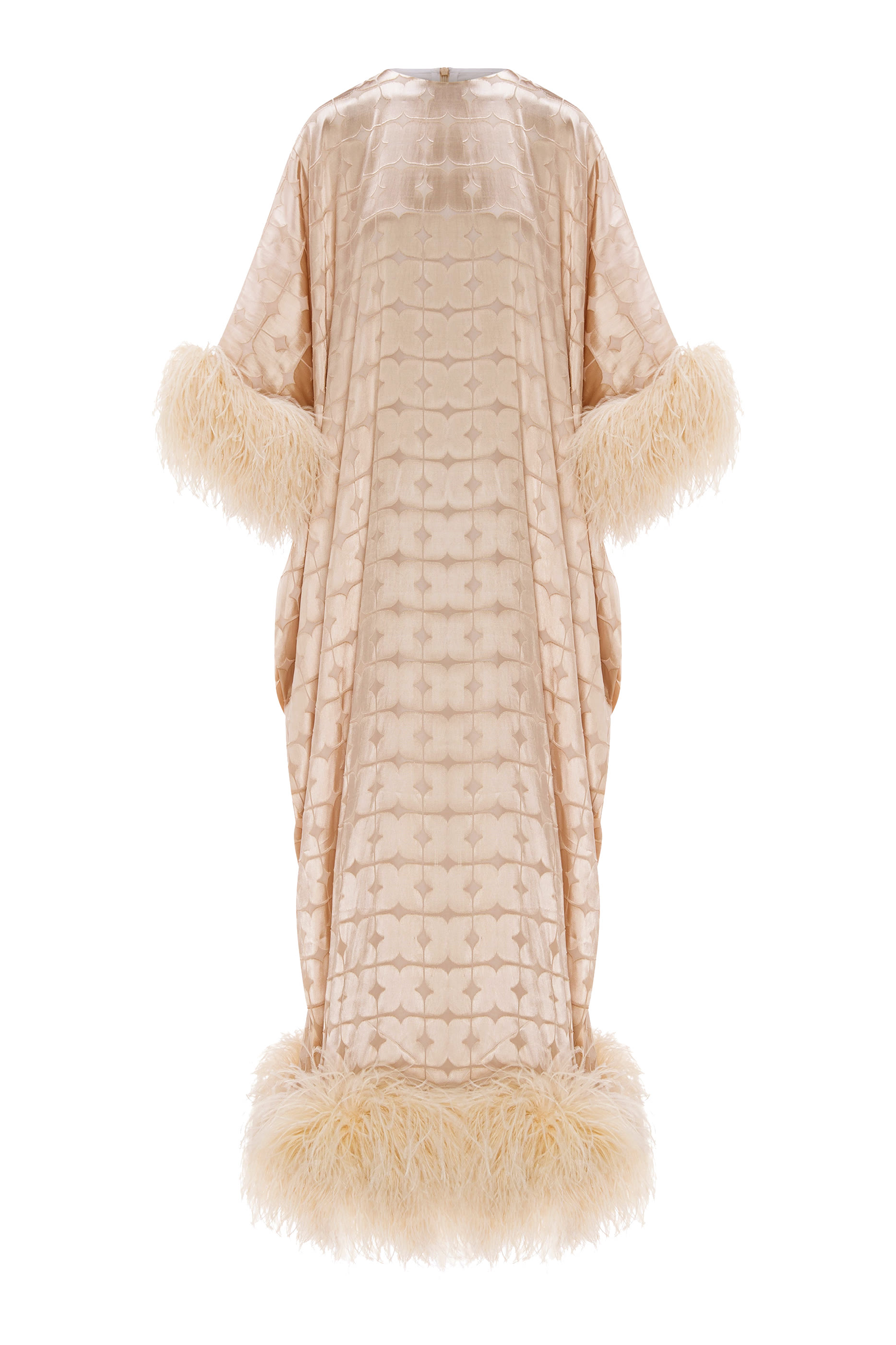 قفطان مزين بحواف ريش