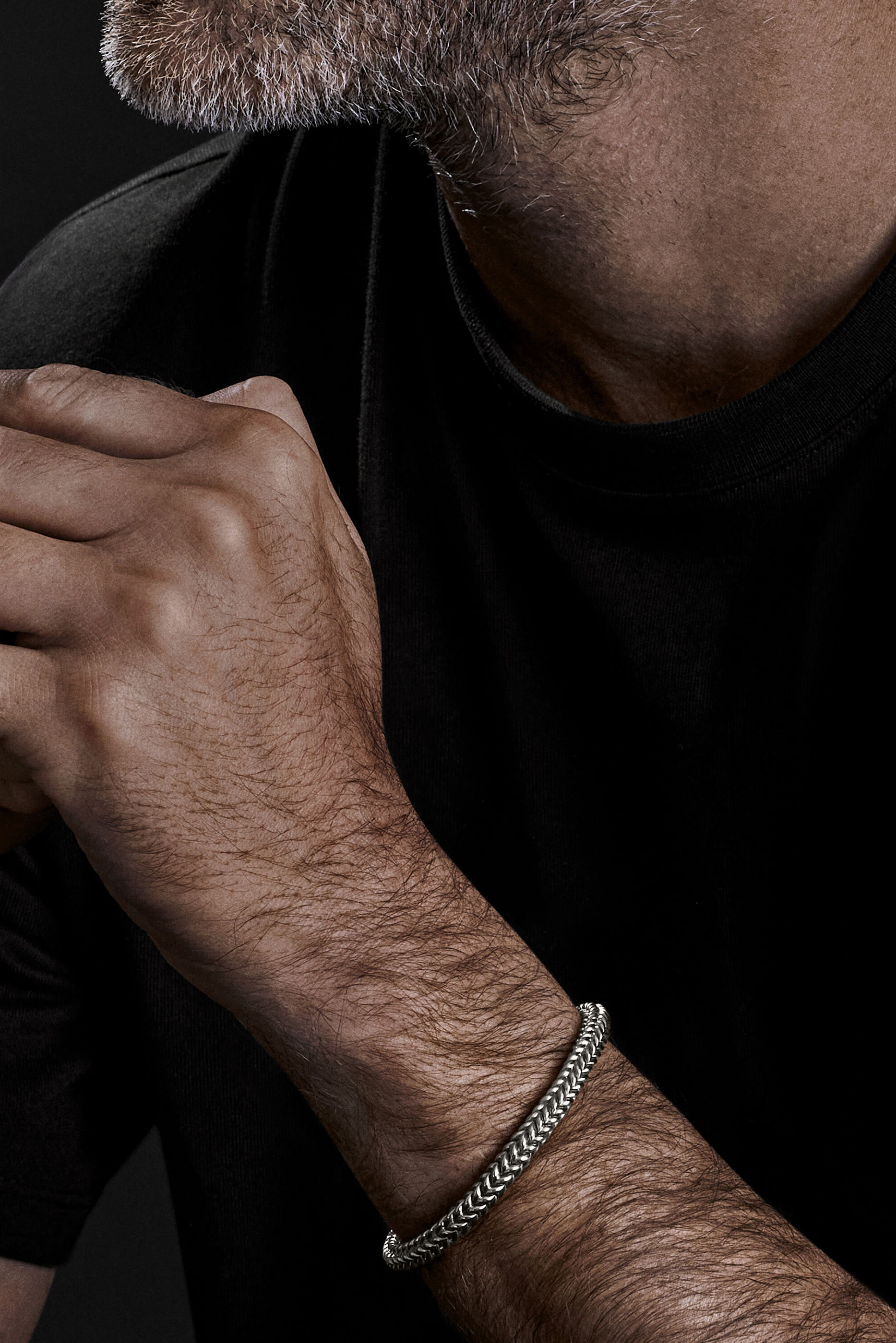 سوار خرز بنمط شيفرون، فضة إسترلينية