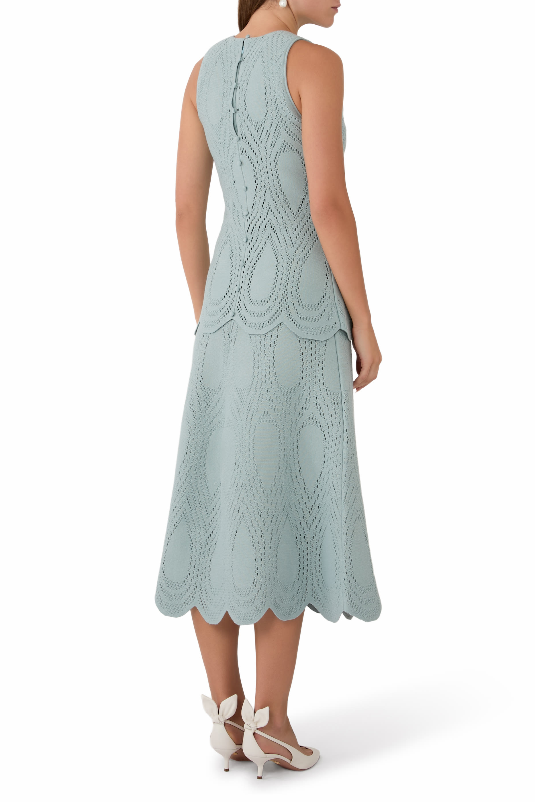 فستان زاندرا منسوج متوسط الطول