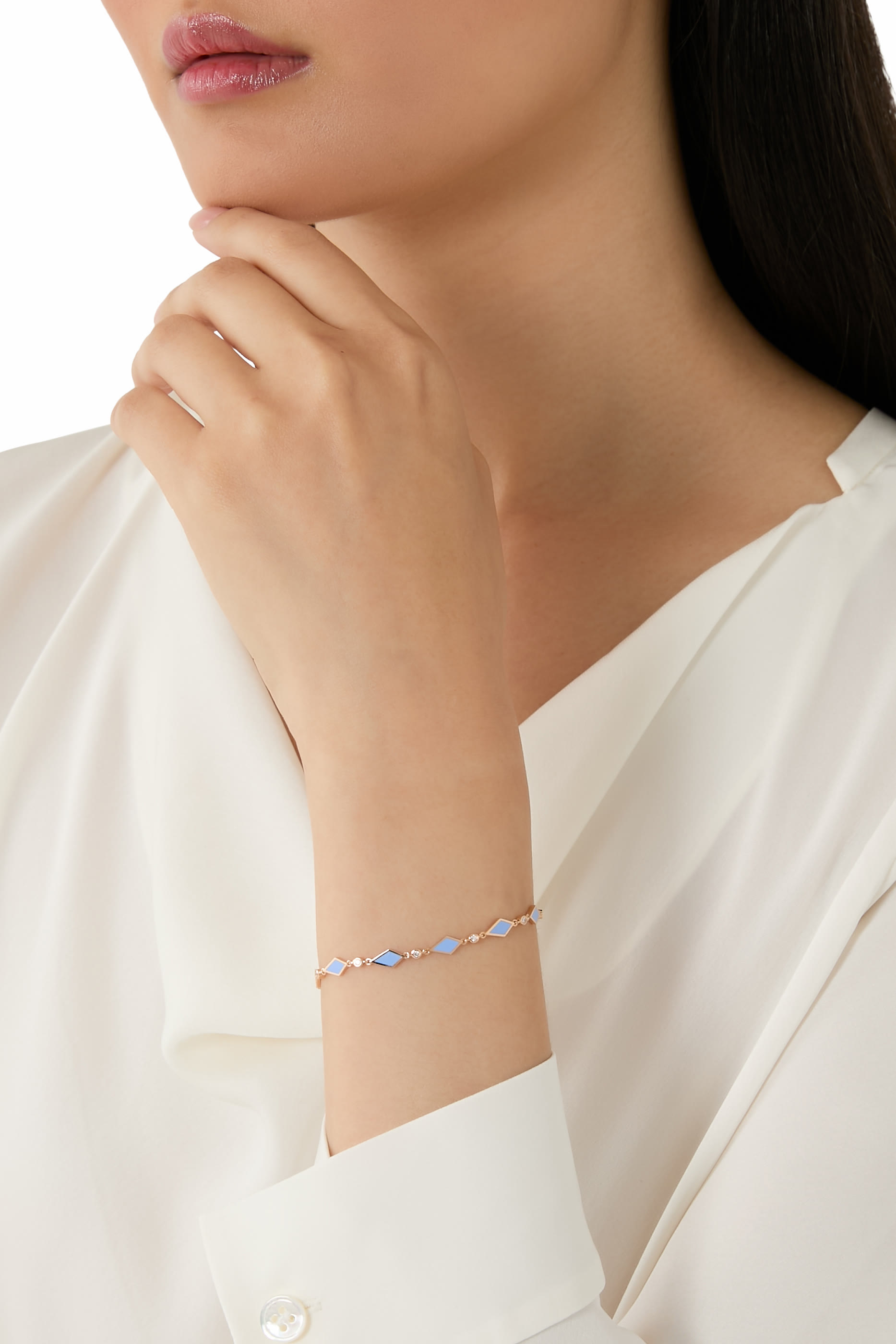 Morocco Mosaic Rose Gold Bracelet, 18K Rose Gold, Enamel & Diamonds